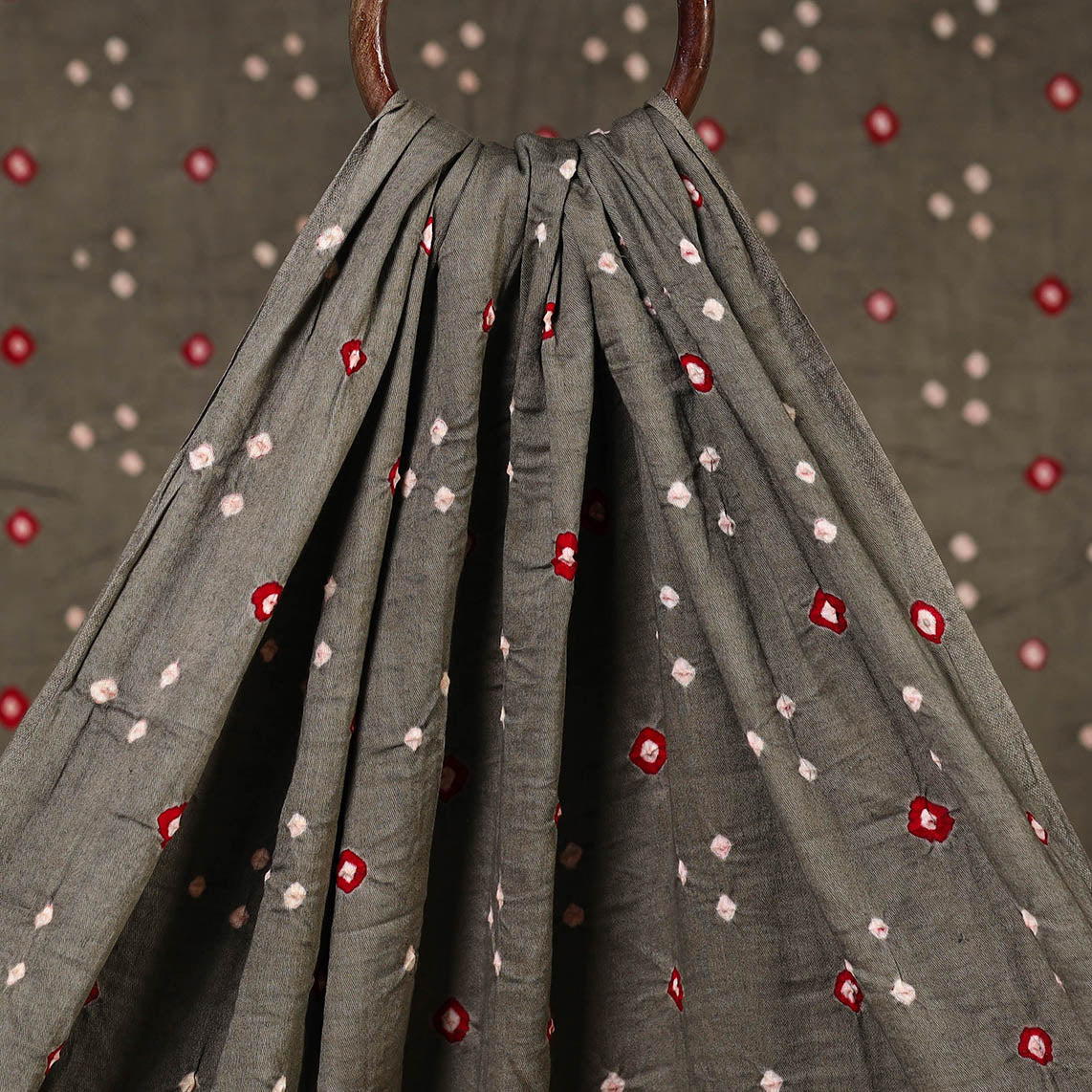 Shop Traditional Grey Bandhani Fabric from Kutch