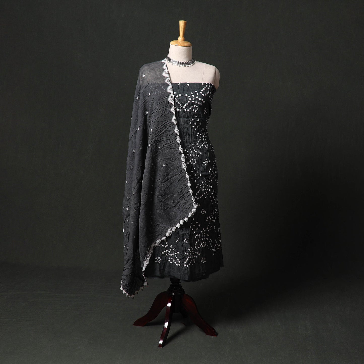 Kutch tie-dye satin cotton bandhani 3pc unstitched dress