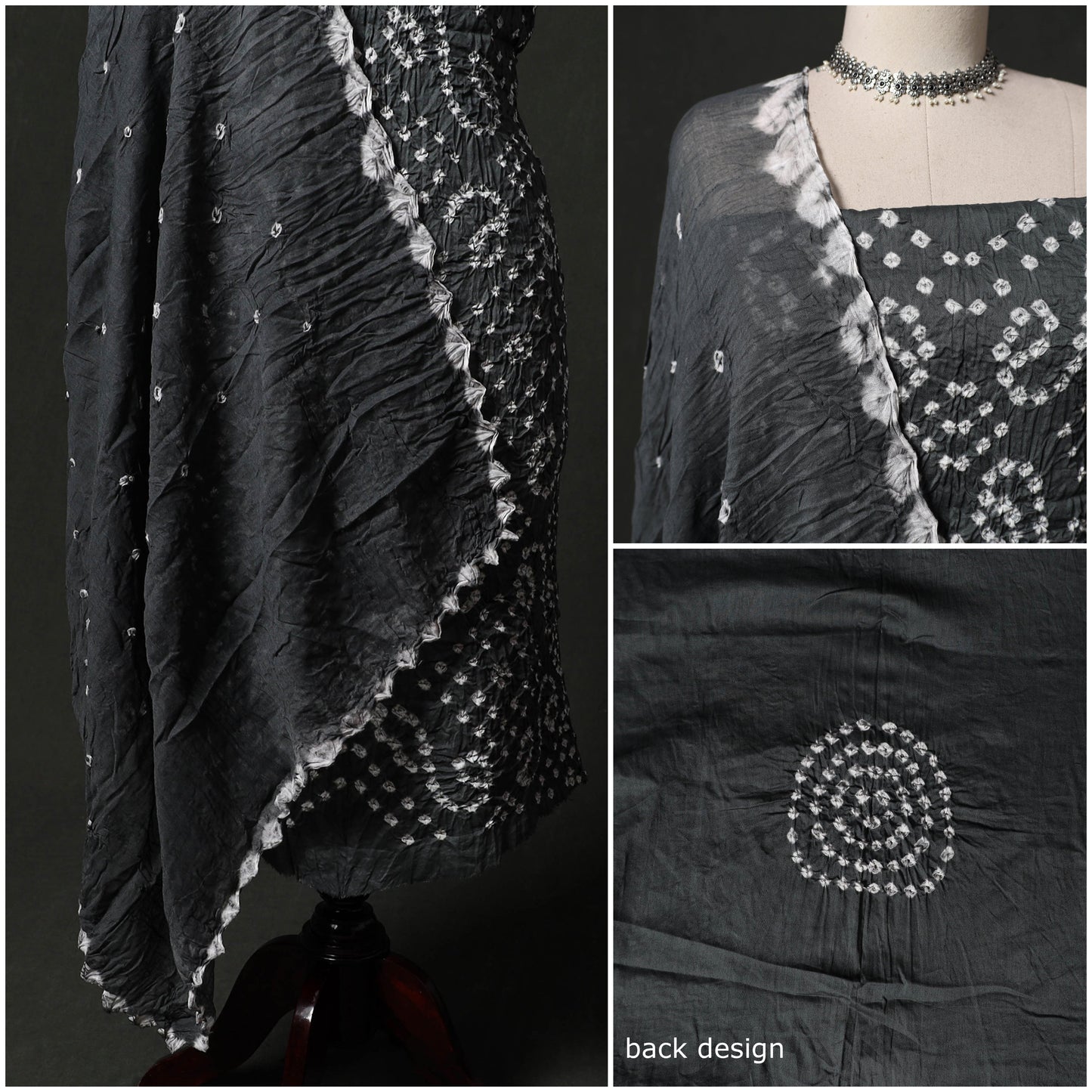 Kutch tie-dye satin cotton bandhani 3pc unstitched dress