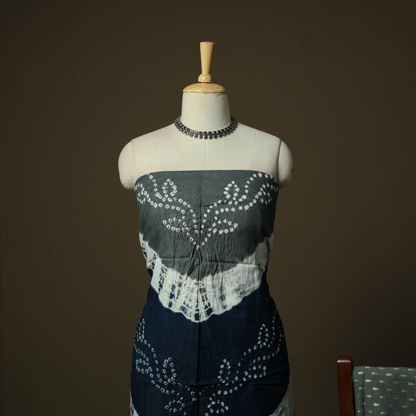 Kutch tie-dye satin cotton bandhani 3pc unstitched dress