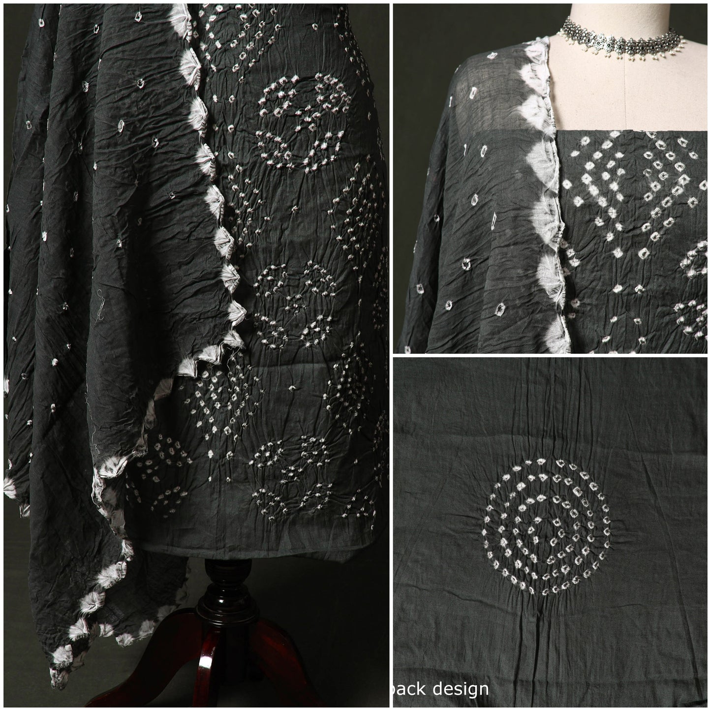 Kutch tie-dye satin cotton bandhani 3pc unstitched dress