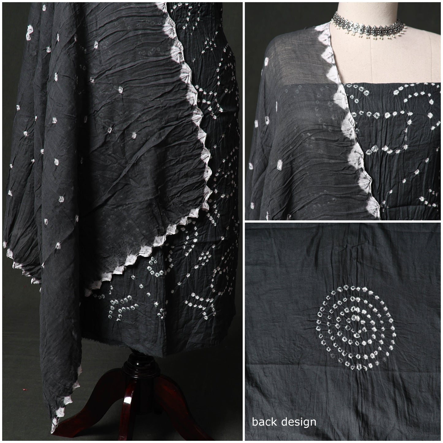 Kutch tie-dye satin cotton bandhani 3pc unstitched dress