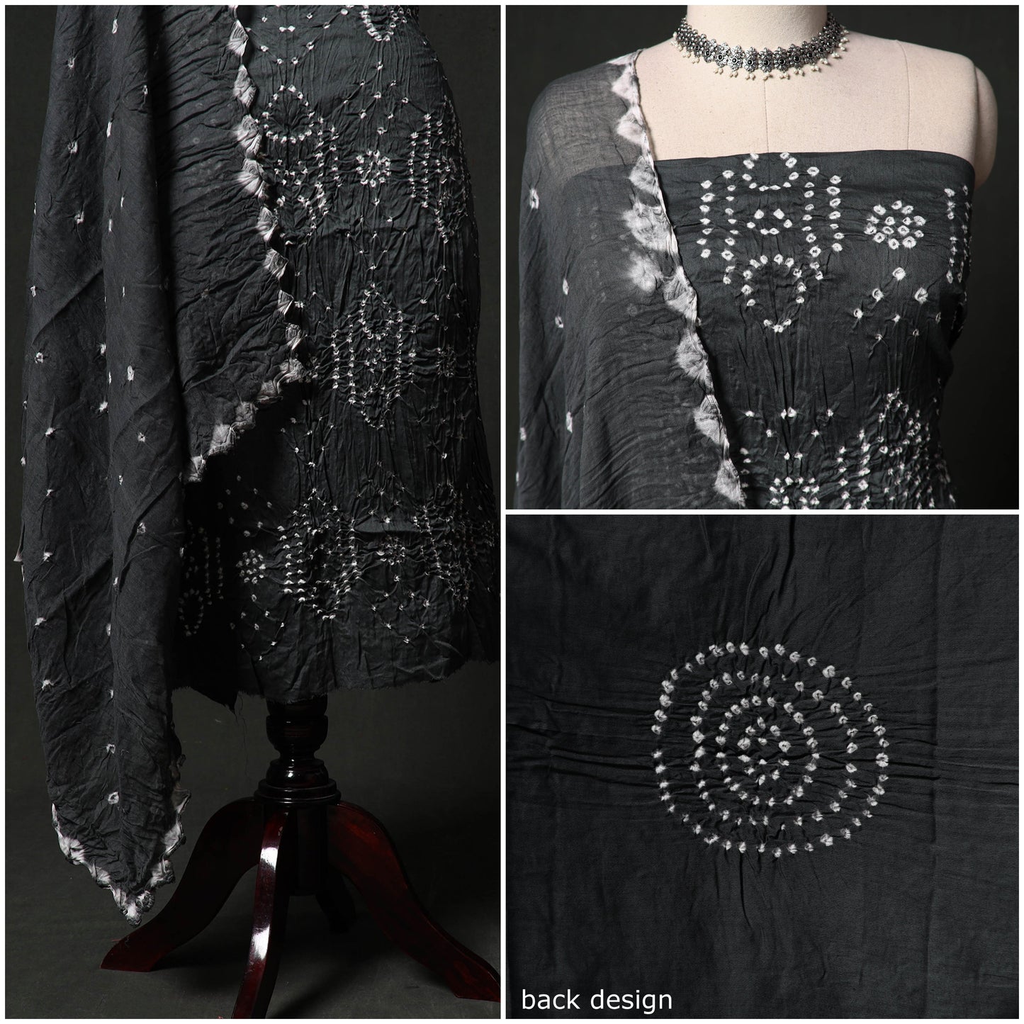 Kutch tie-dye satin cotton bandhani 3pc unstitched dress