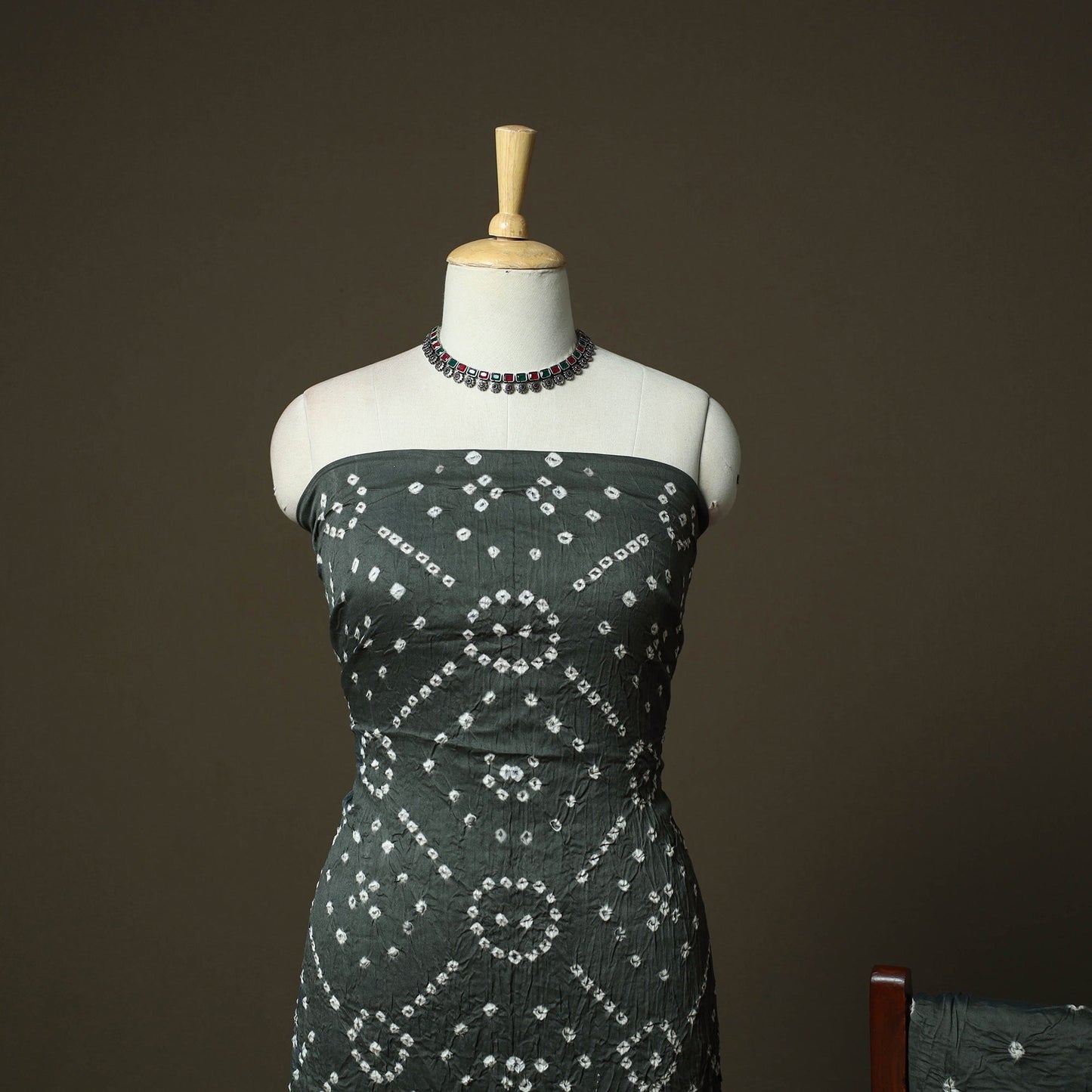Kutch tie-dye satin cotton bandhani 3pc unstitched dress