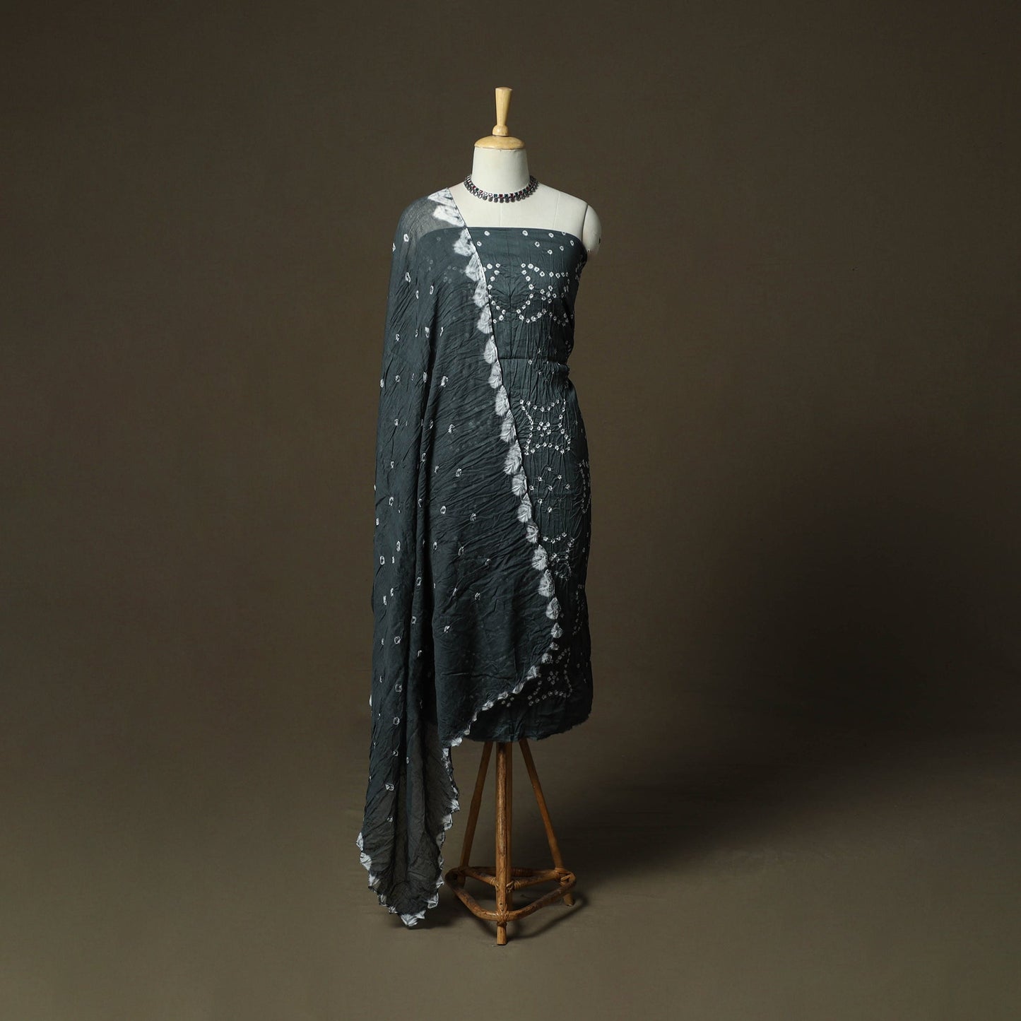 Kutch tie-dye satin cotton bandhani 3pc unstitched dress