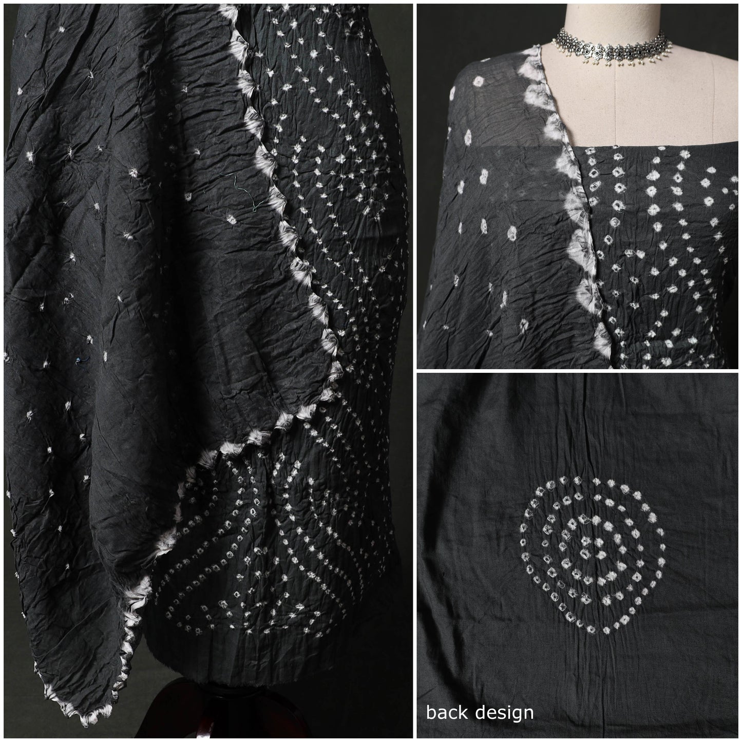 Kutch tie-dye satin cotton bandhani 3pc unstitched dress