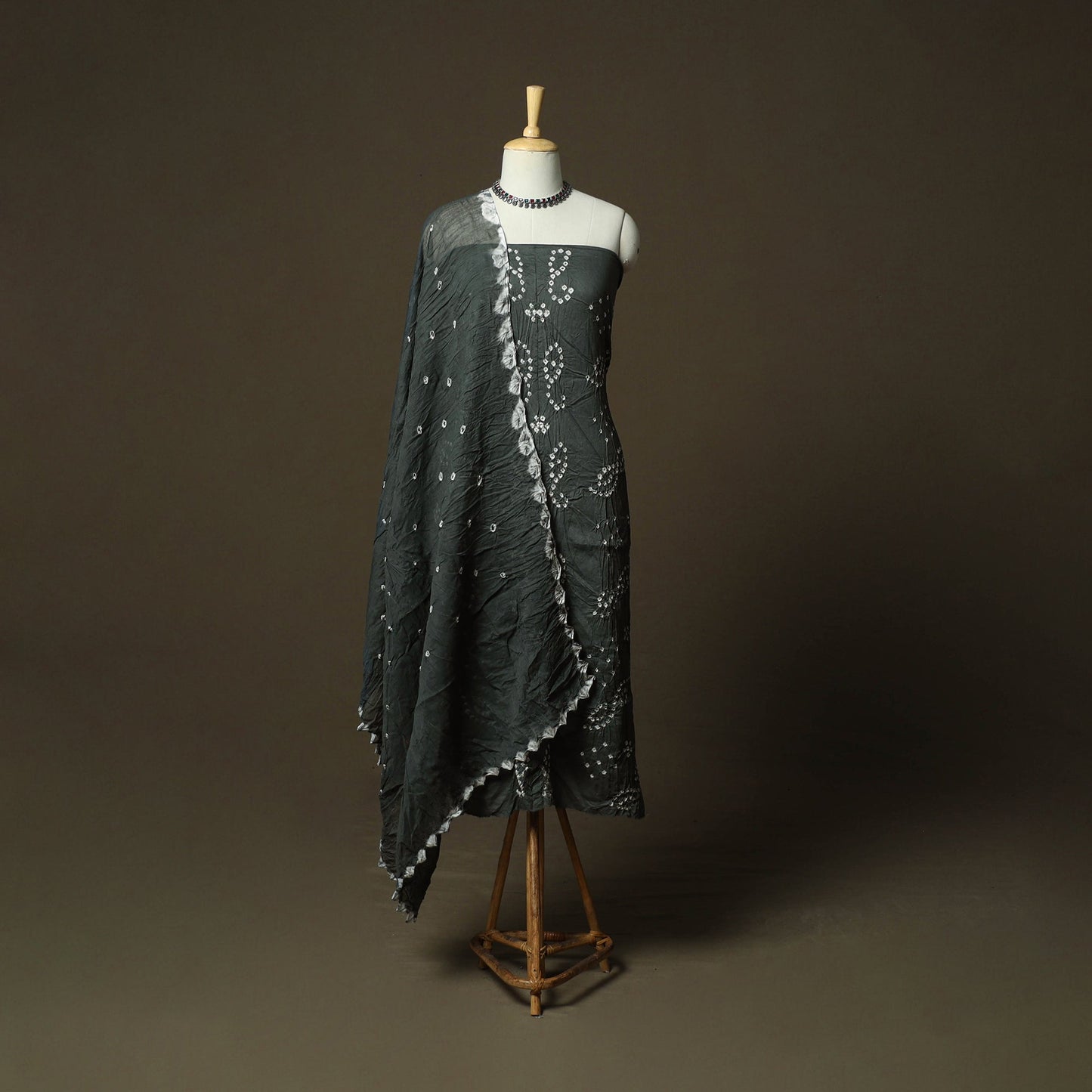 Kutch tie-dye satin cotton bandhani 3pc unstitched dress