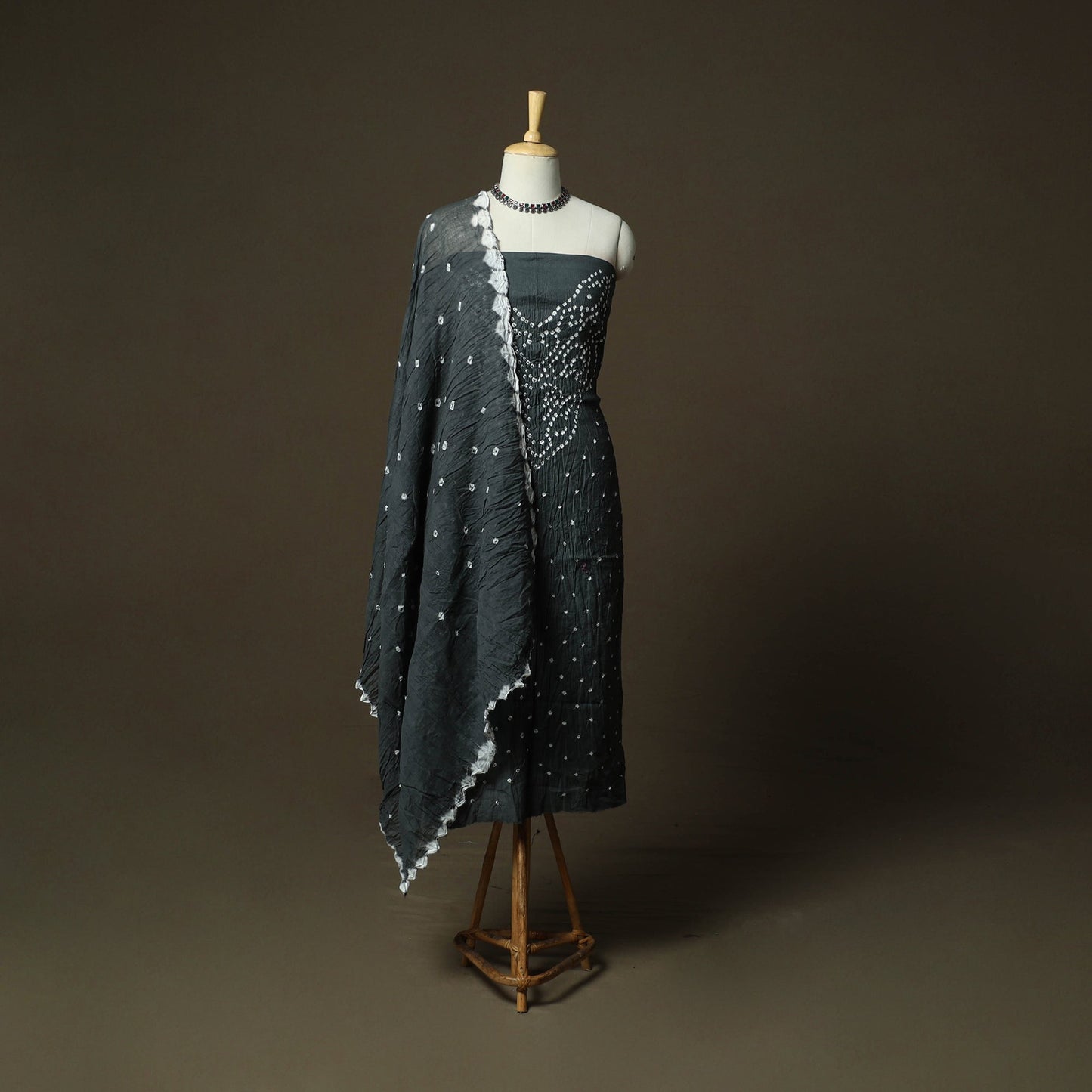 Kutch tie-dye satin cotton bandhani 3pc unstitched dress
