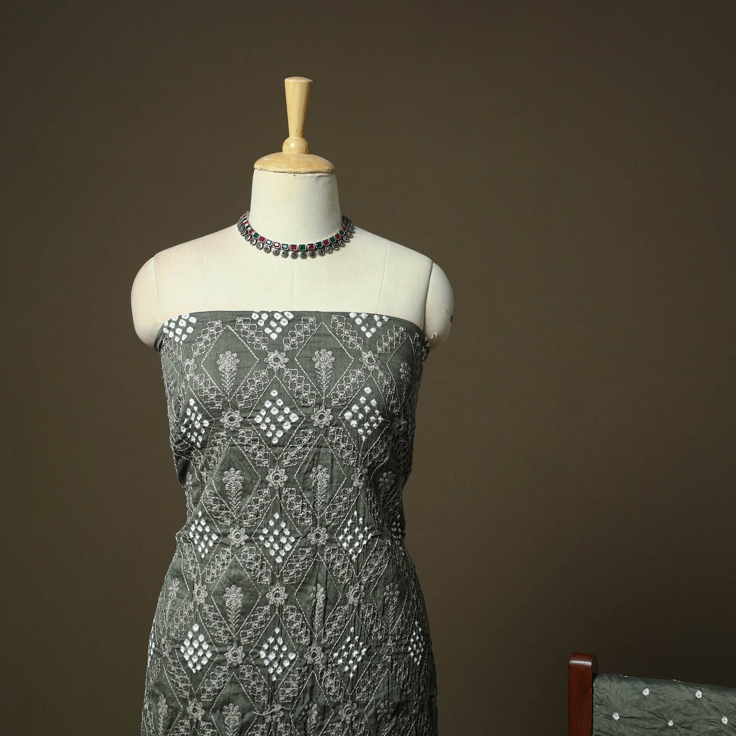 Kutch tie-dye satin cotton bandhani 3pc unstitched dress