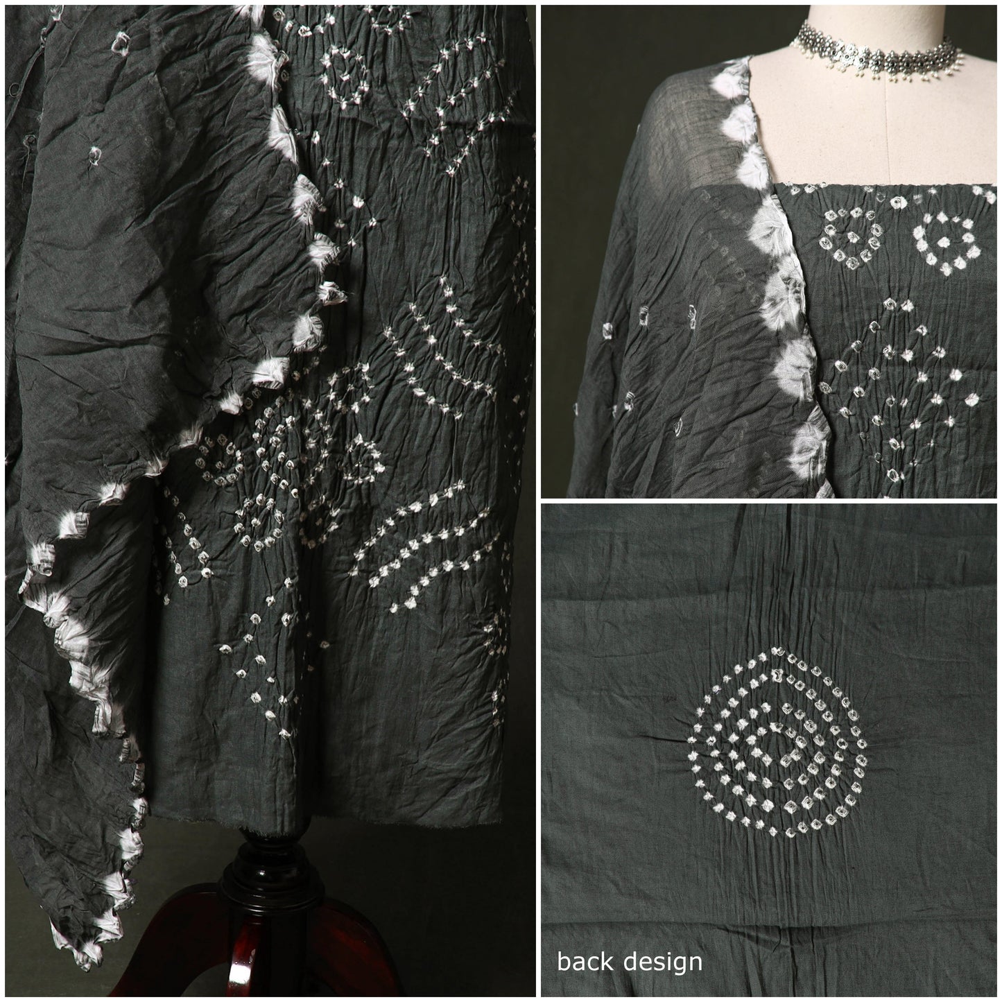 Kutch tie-dye satin cotton bandhani 3pc unstitched dress