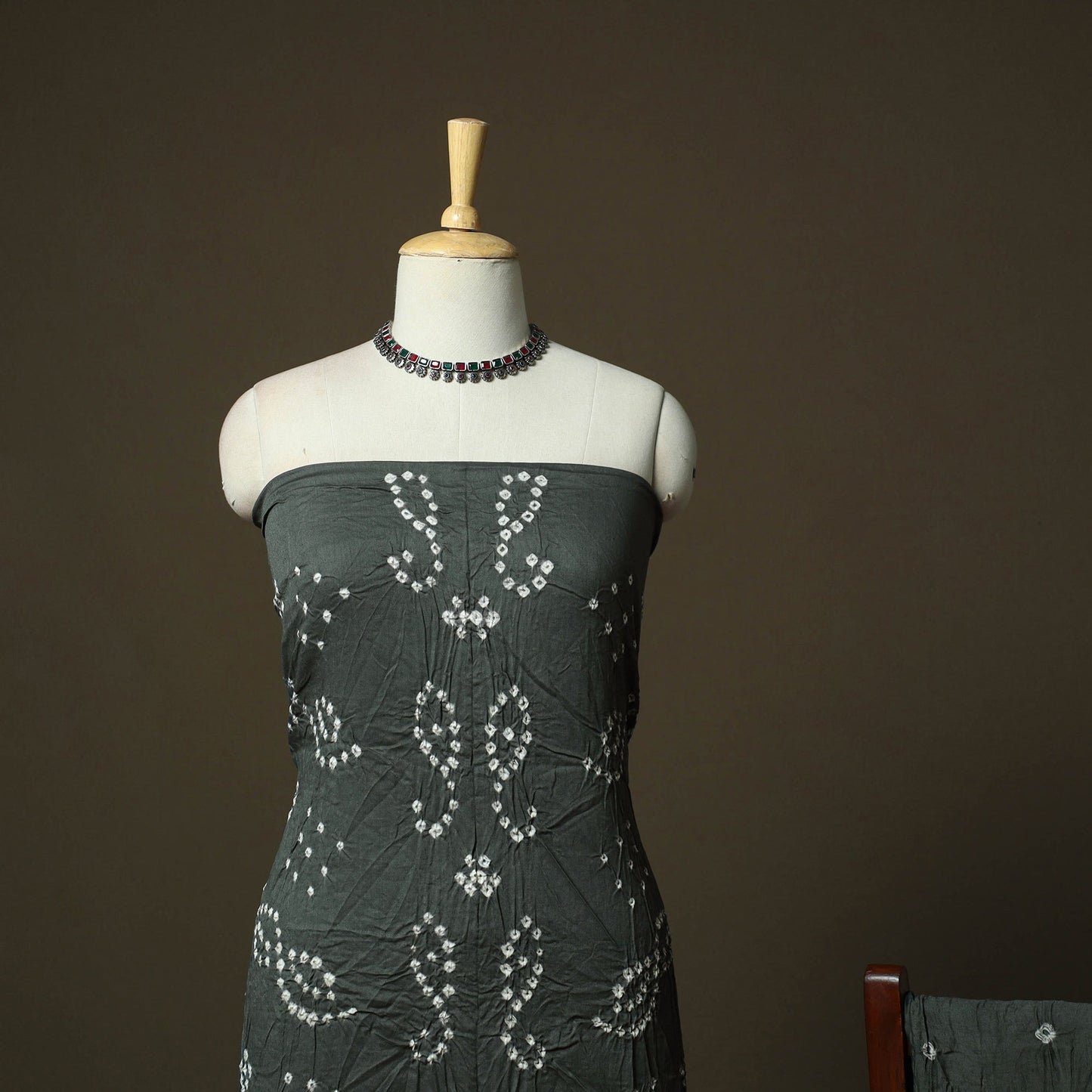 Kutch tie-dye satin cotton bandhani 3pc unstitched dress