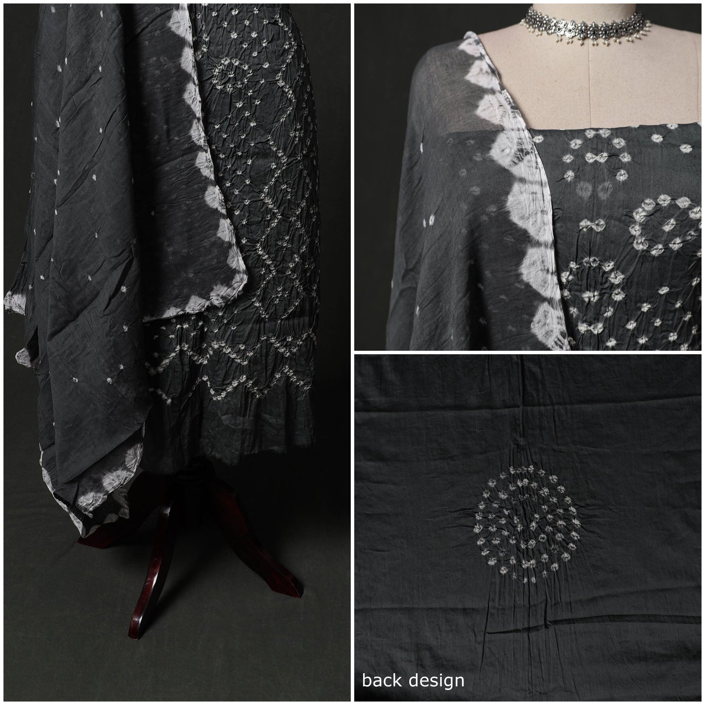 Kutch tie-dye satin cotton bandhani 3pc unstitched dress