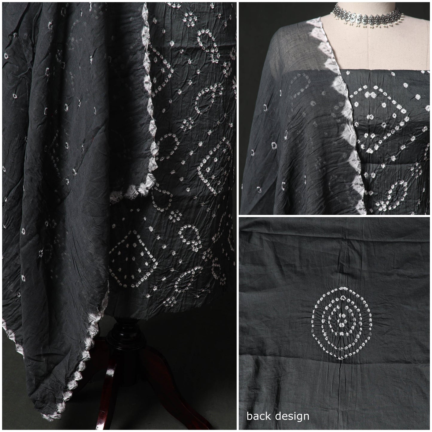 Kutch tie-dye satin cotton bandhani 3pc unstitched dress
