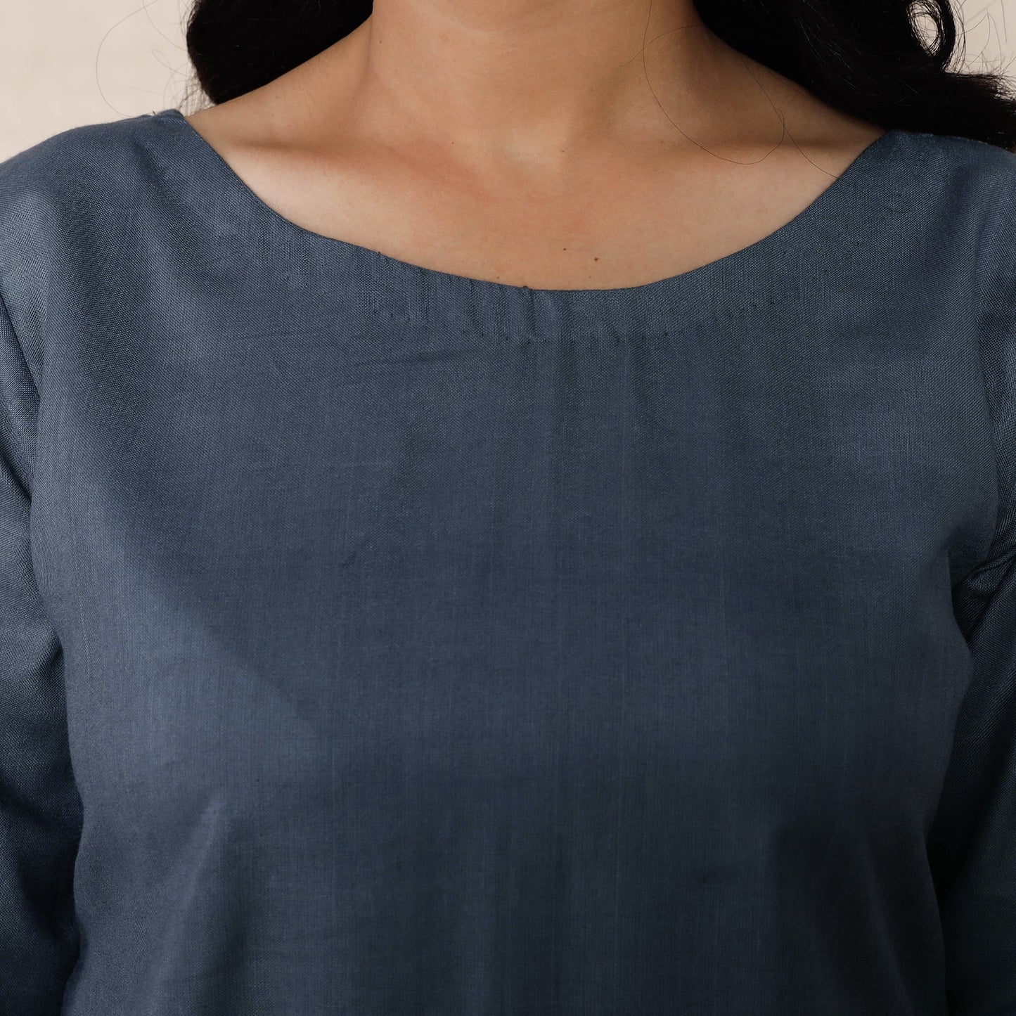 Grey Linen Viscose Plain Long Kurta Online
