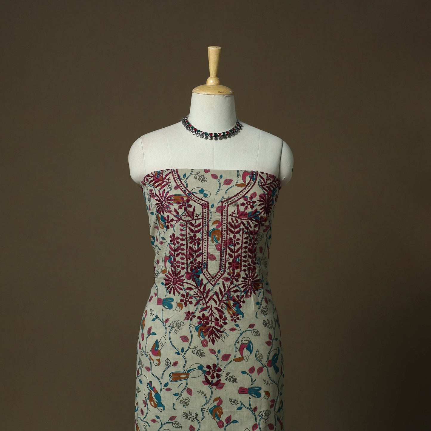 Lucknowi chikankari hand work kalamkari unstitched kurta