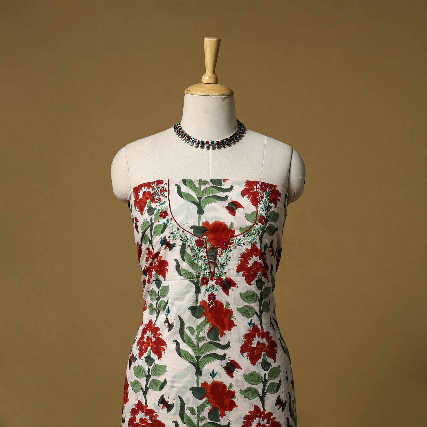Lucknowi chikankari work sanganeri unstitched kurta