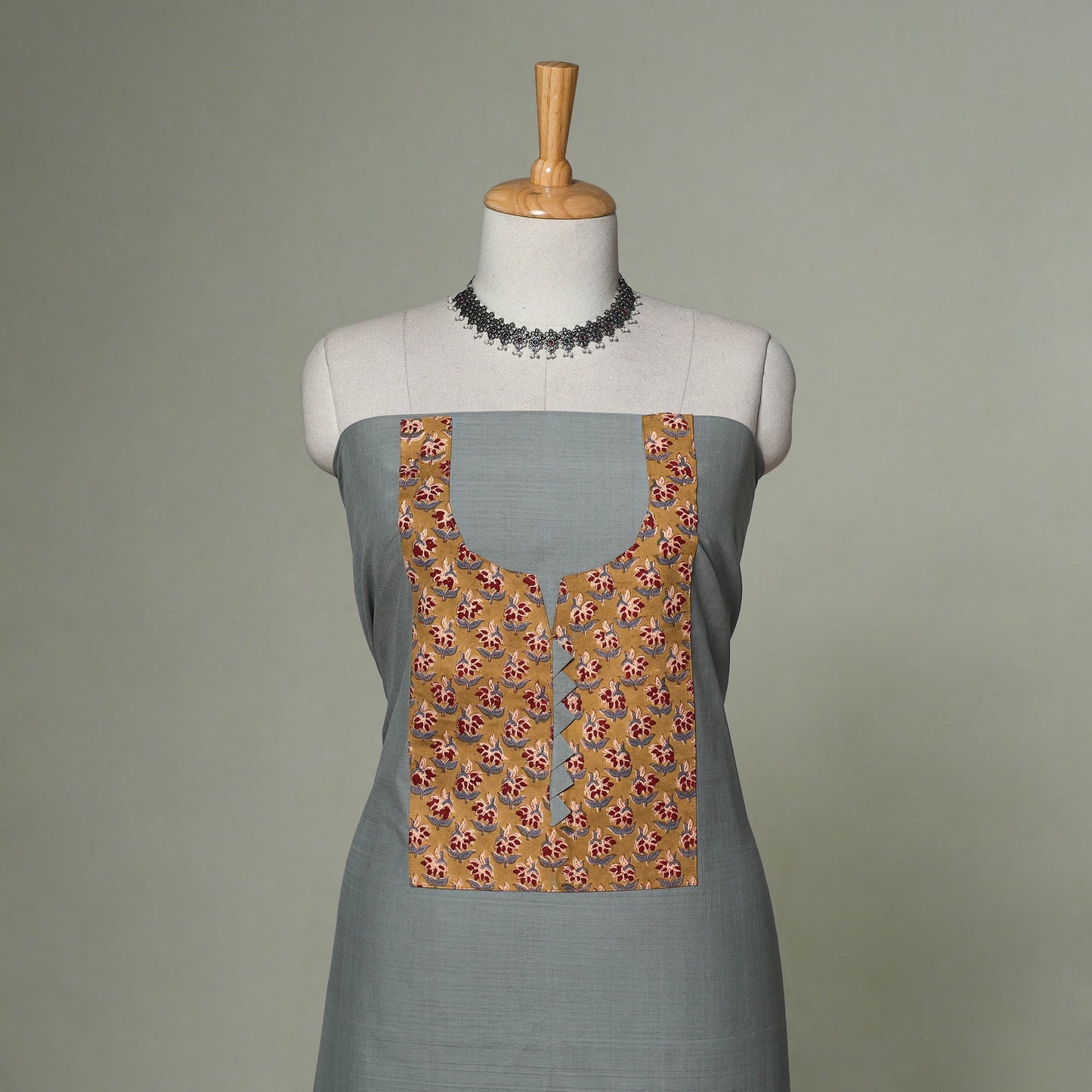 Mangalagiri handloom cotton patchwork unstitched kurta