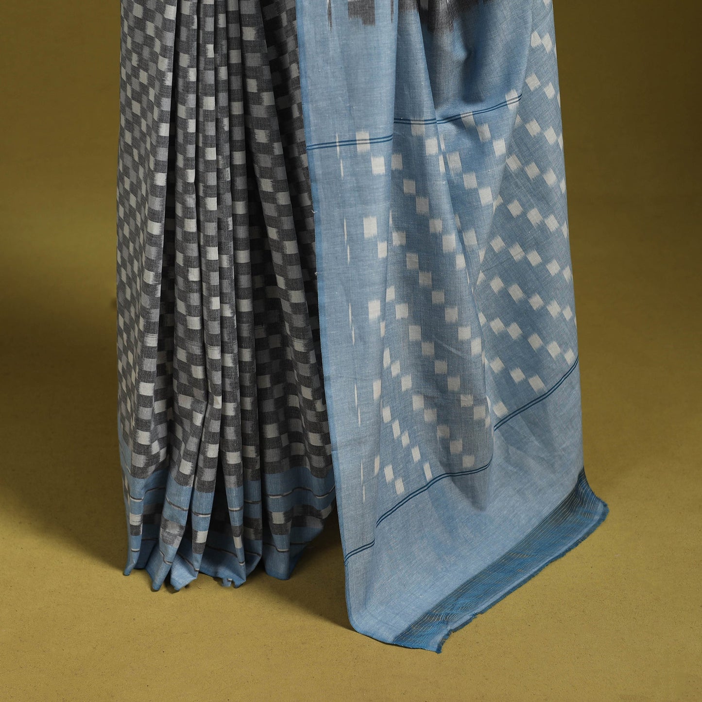 Grey - mercerised cotton handloom pochampally ikat saree 19
