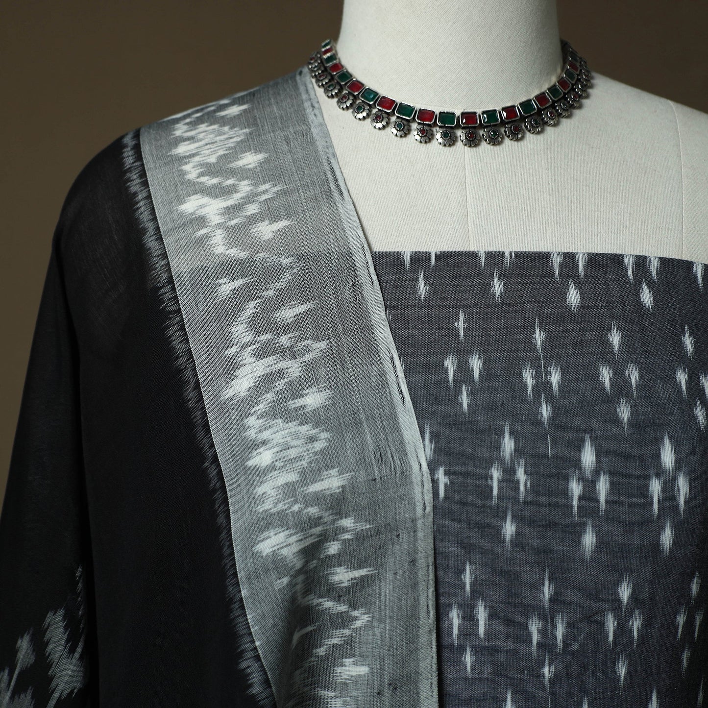 Handloom mercerised cotton pochampally ikat 2pc unstitched