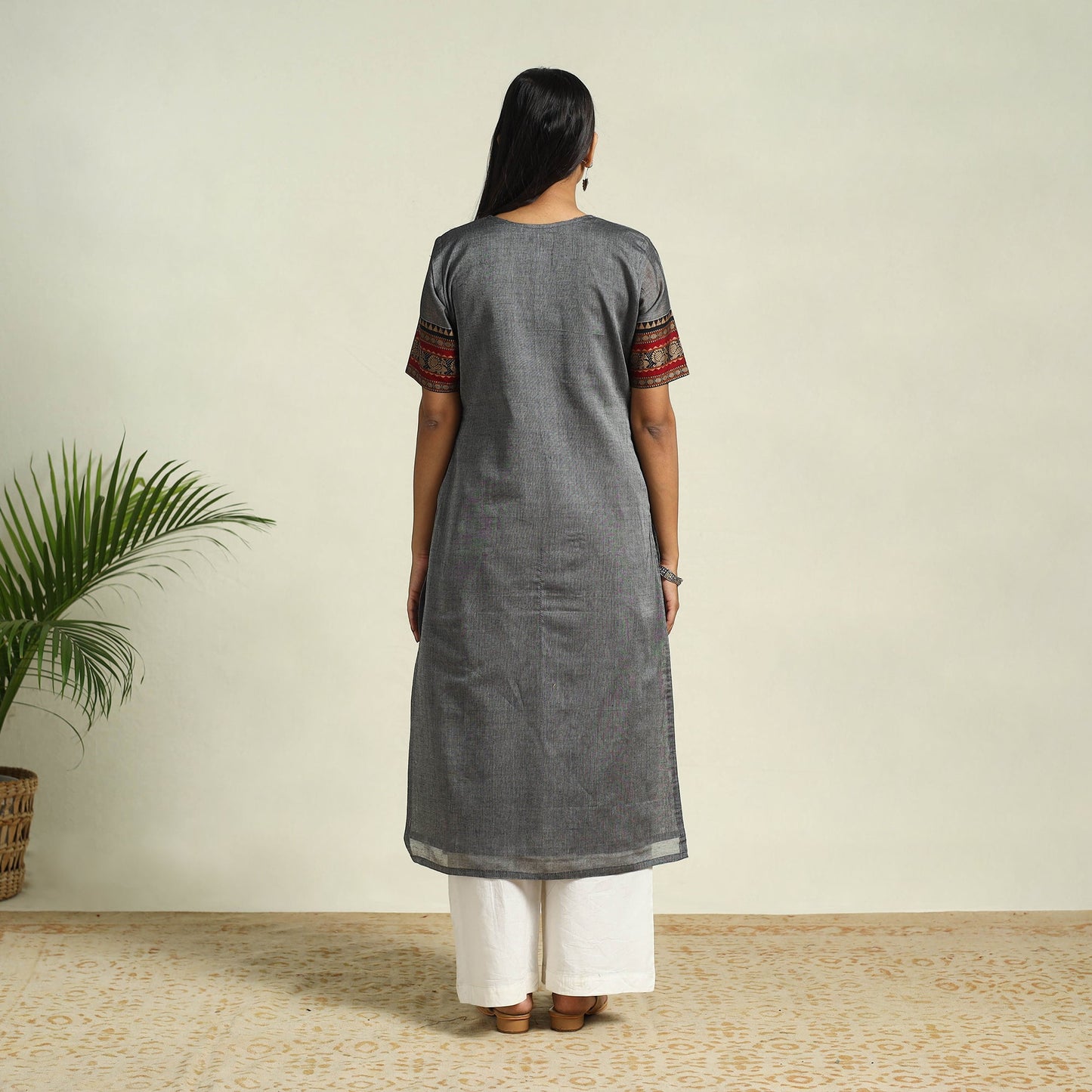 Grey Mercerised Cotton Straight Dharwad Kurta