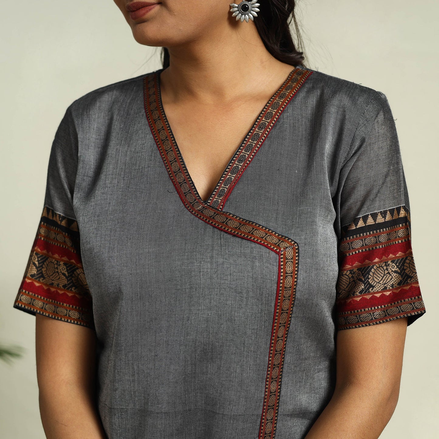 Grey Mercerised Cotton Straight Dharwad Kurta