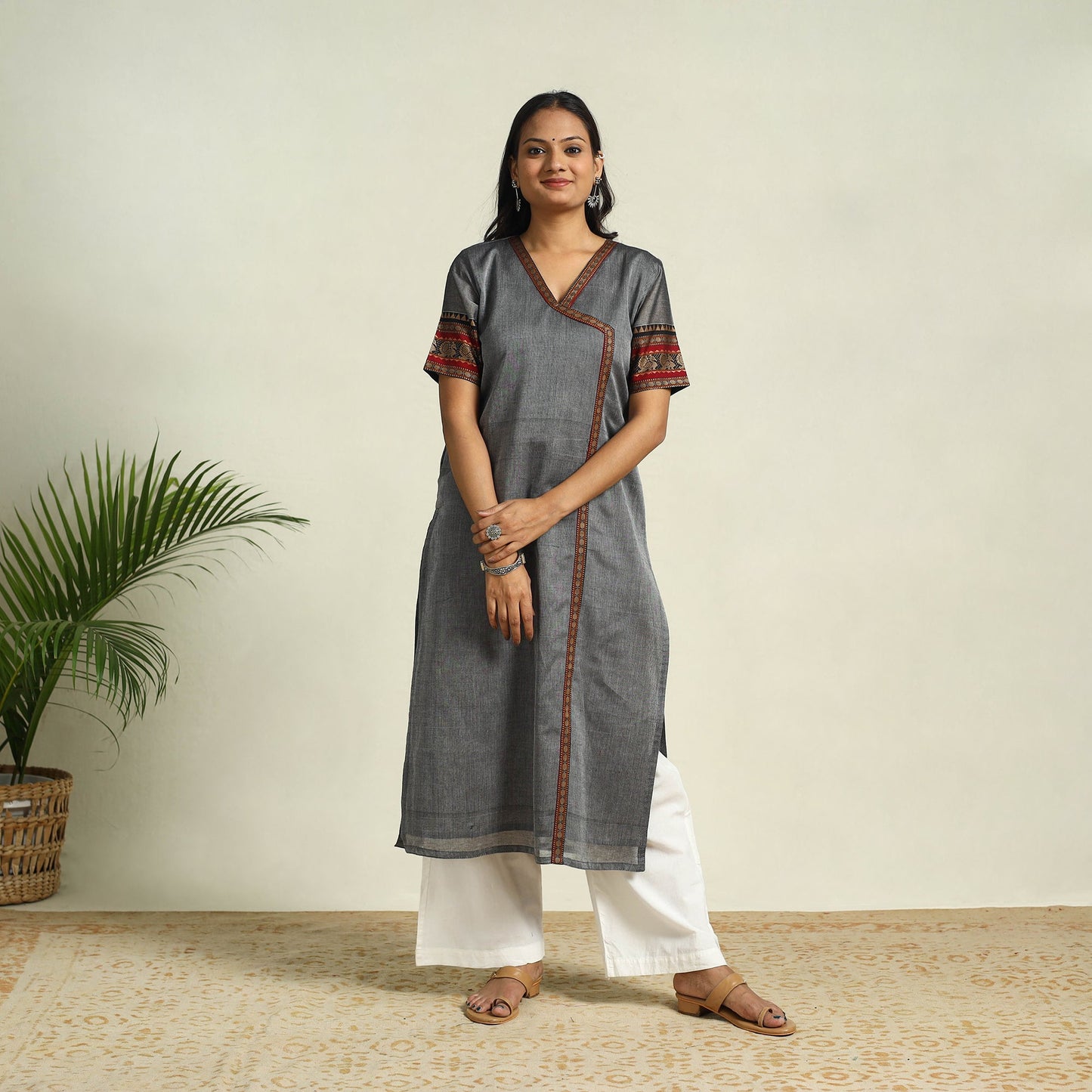 Grey Mercerised Cotton Straight Dharwad Kurta