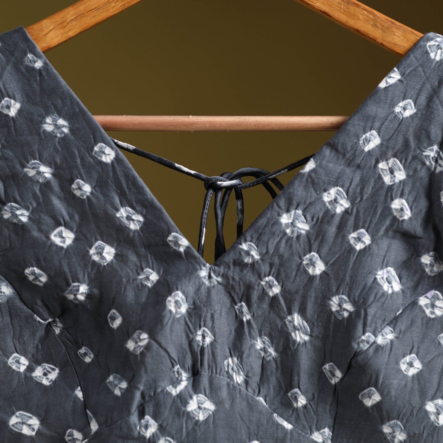 Grey - modal silk stitched tie-dye bandhani blouse 10