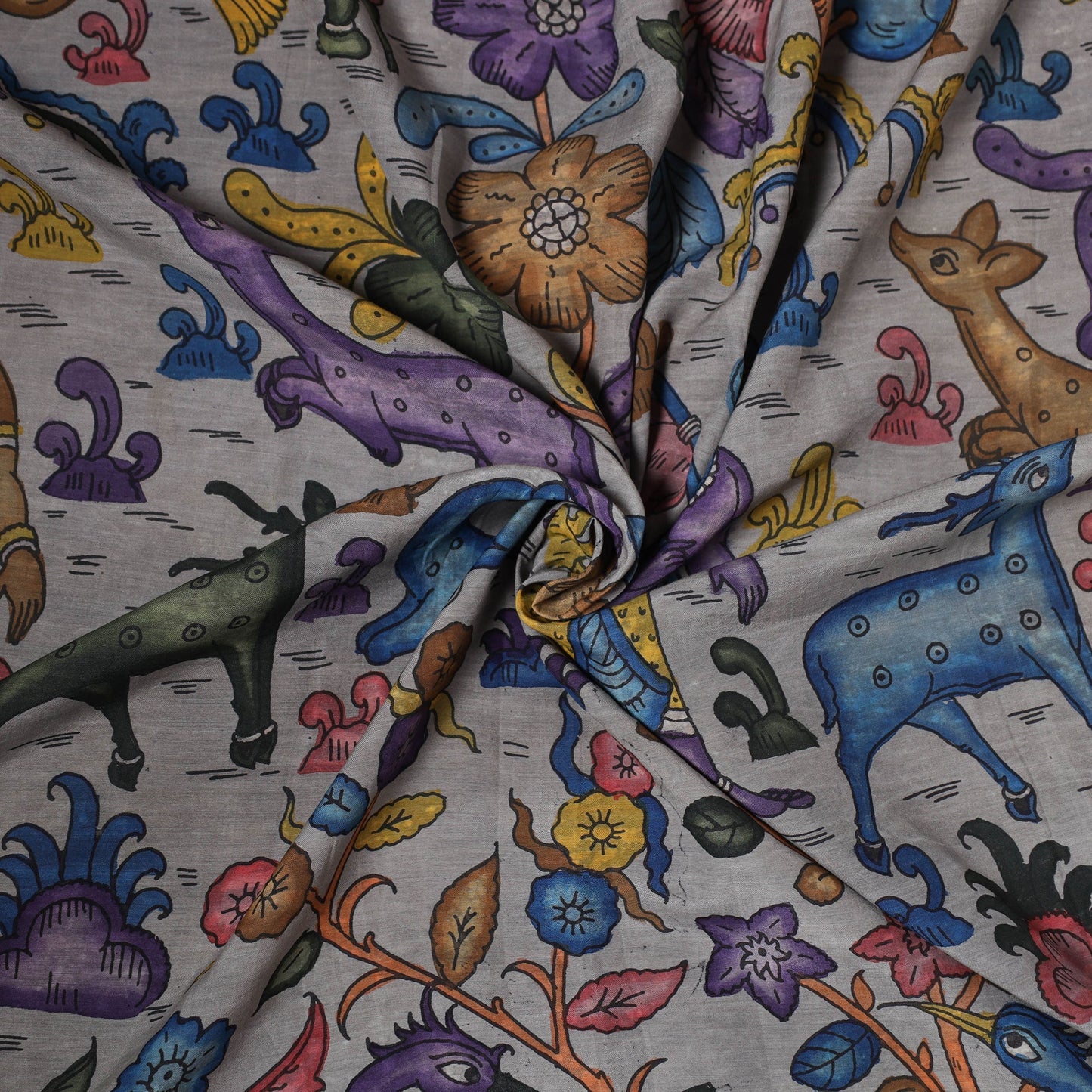 Natural dyed handloom chanderi silk handpainted