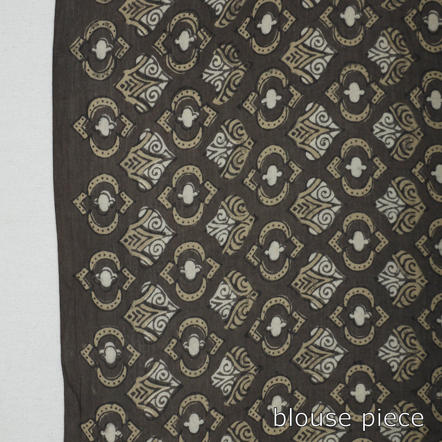 Brown Natural Dyed Block Print Mul Cotton Ajrakh Saree