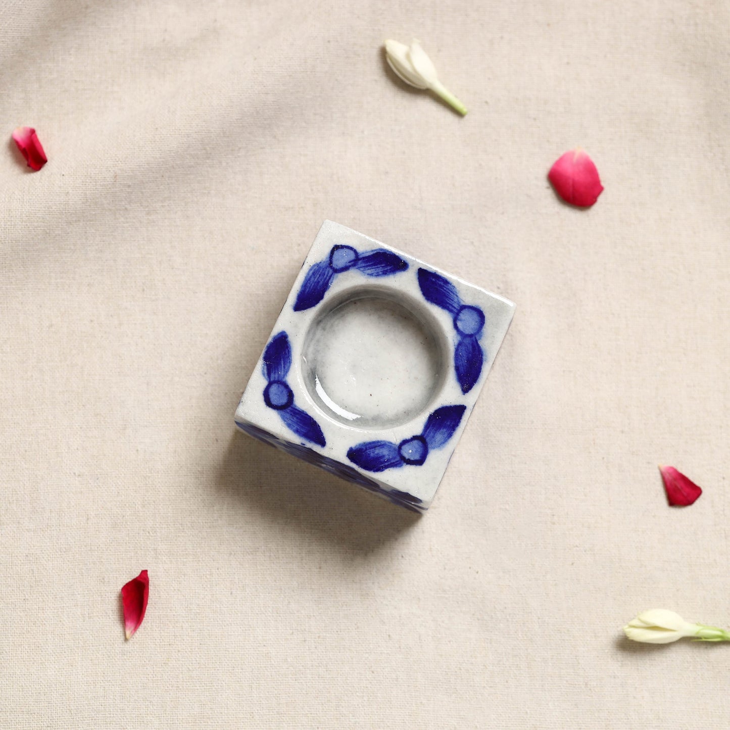 Blue Pottery Ceramic Candle Holder