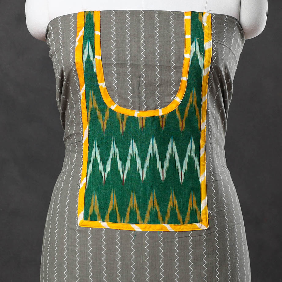 Grey - patchwork cotton jacquard unstitched kurta material