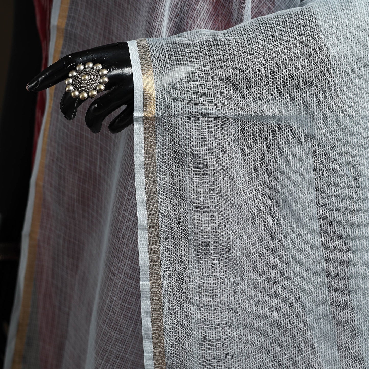 Plain cotton kota doria dupatta 34 - handcrafted