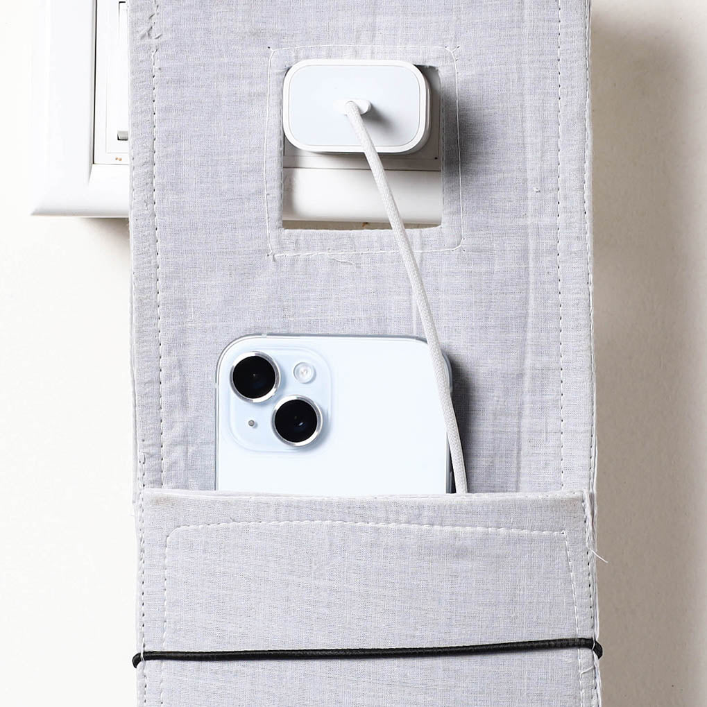 Grey Plain Cotton Mobile Charging Holder