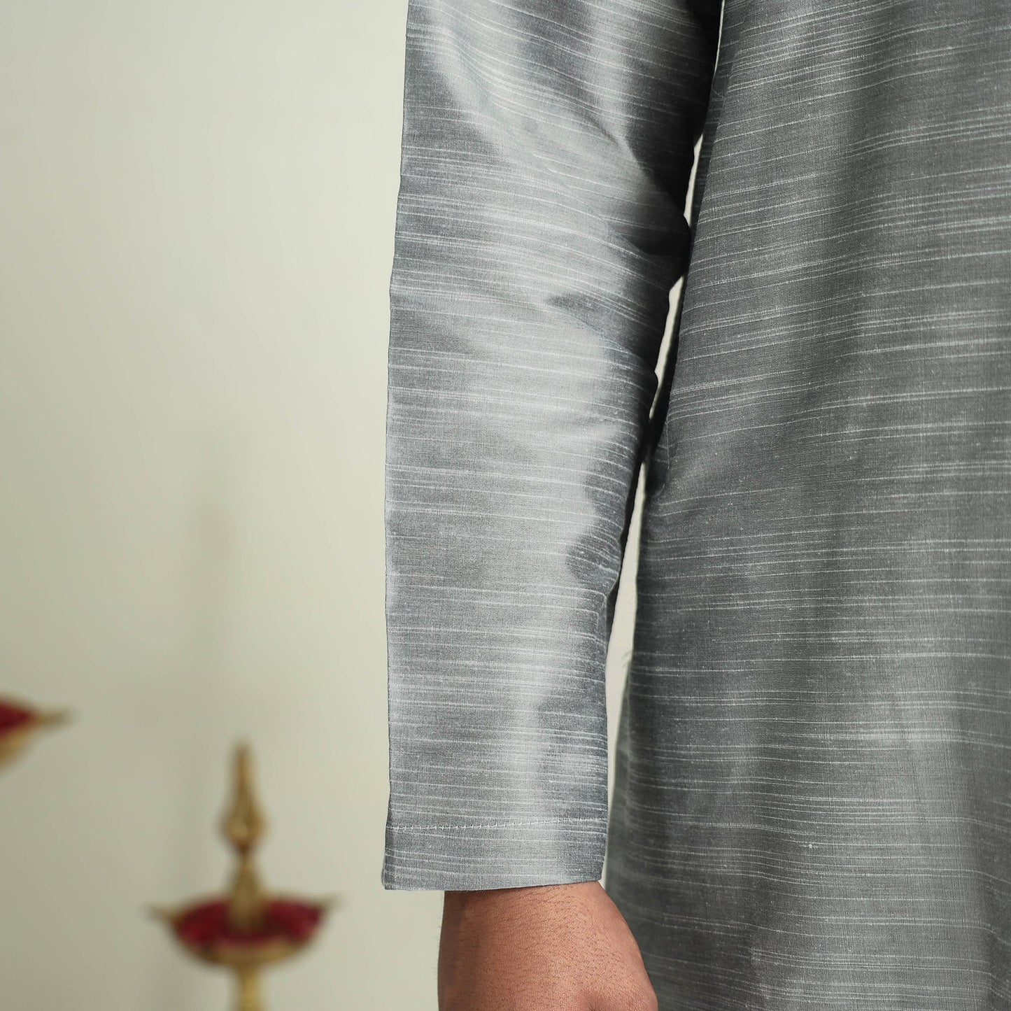 Buy Plain Dyed Slub Silk Men Long Kurta Online at iTokri.com