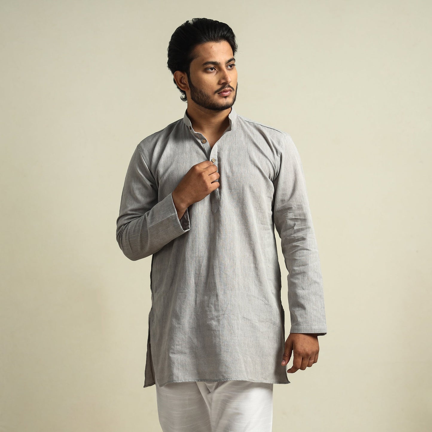 Buy Plain Handloom Cotton Men Short Kurta Online at iTokri.com