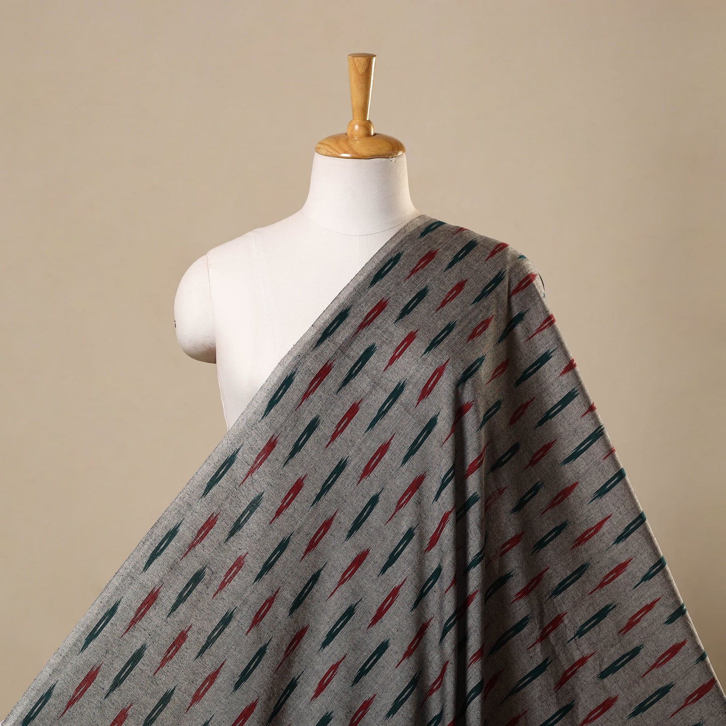 Grey Pochampally Ikat Cotton Fabric
