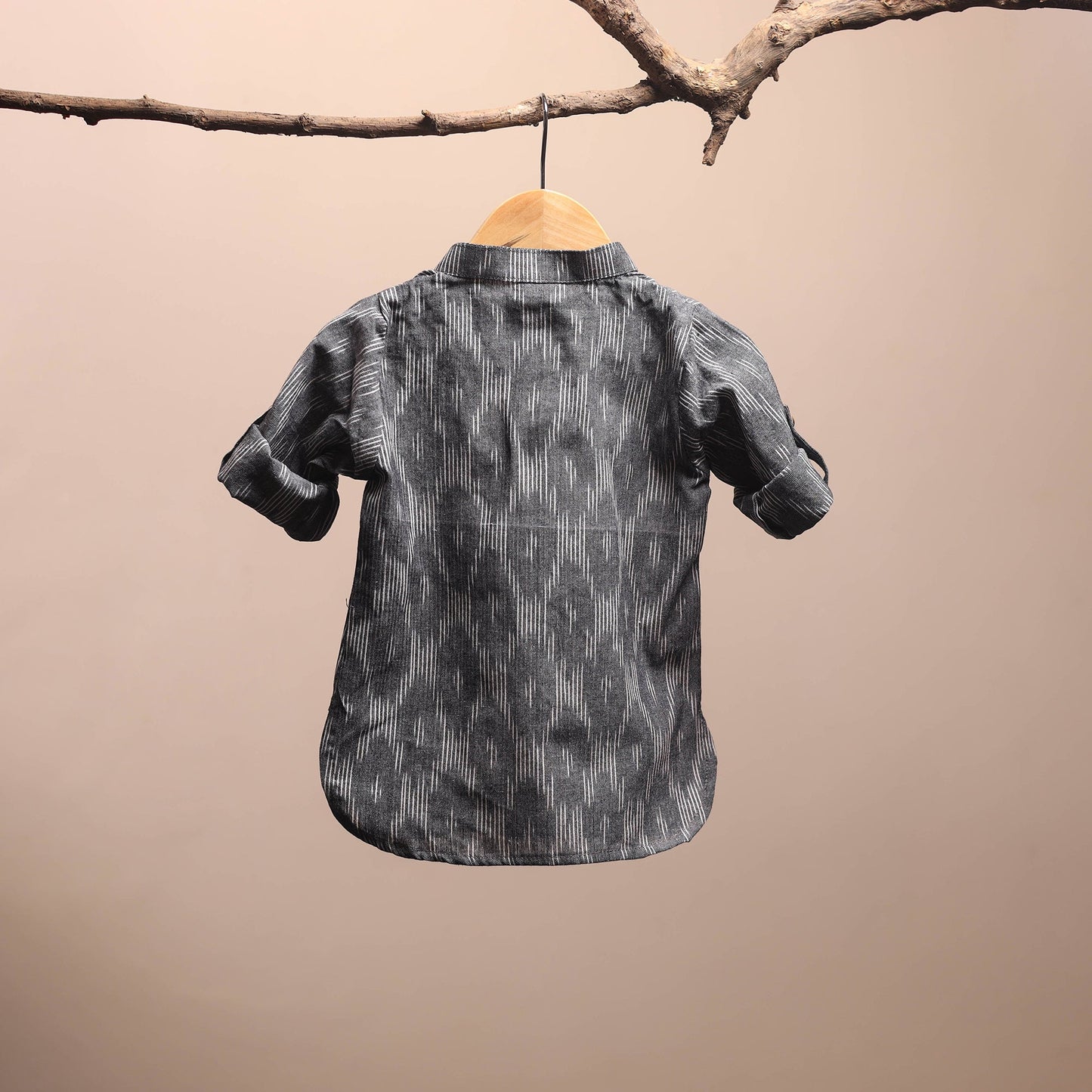 Grey - pochampally ikat cotton kids kurta (6-12 months) 07