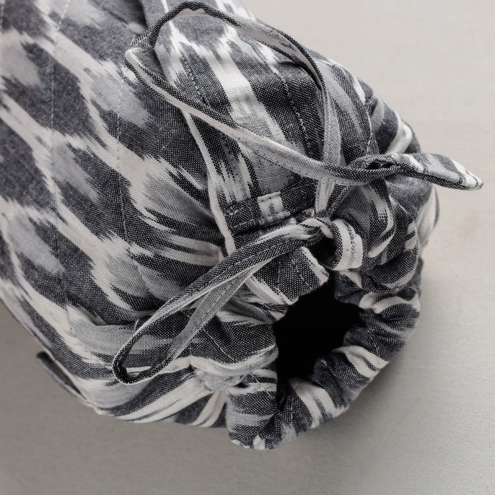 Grey Pochampally Ikat Cotton Quilted Yoga Mat Bag