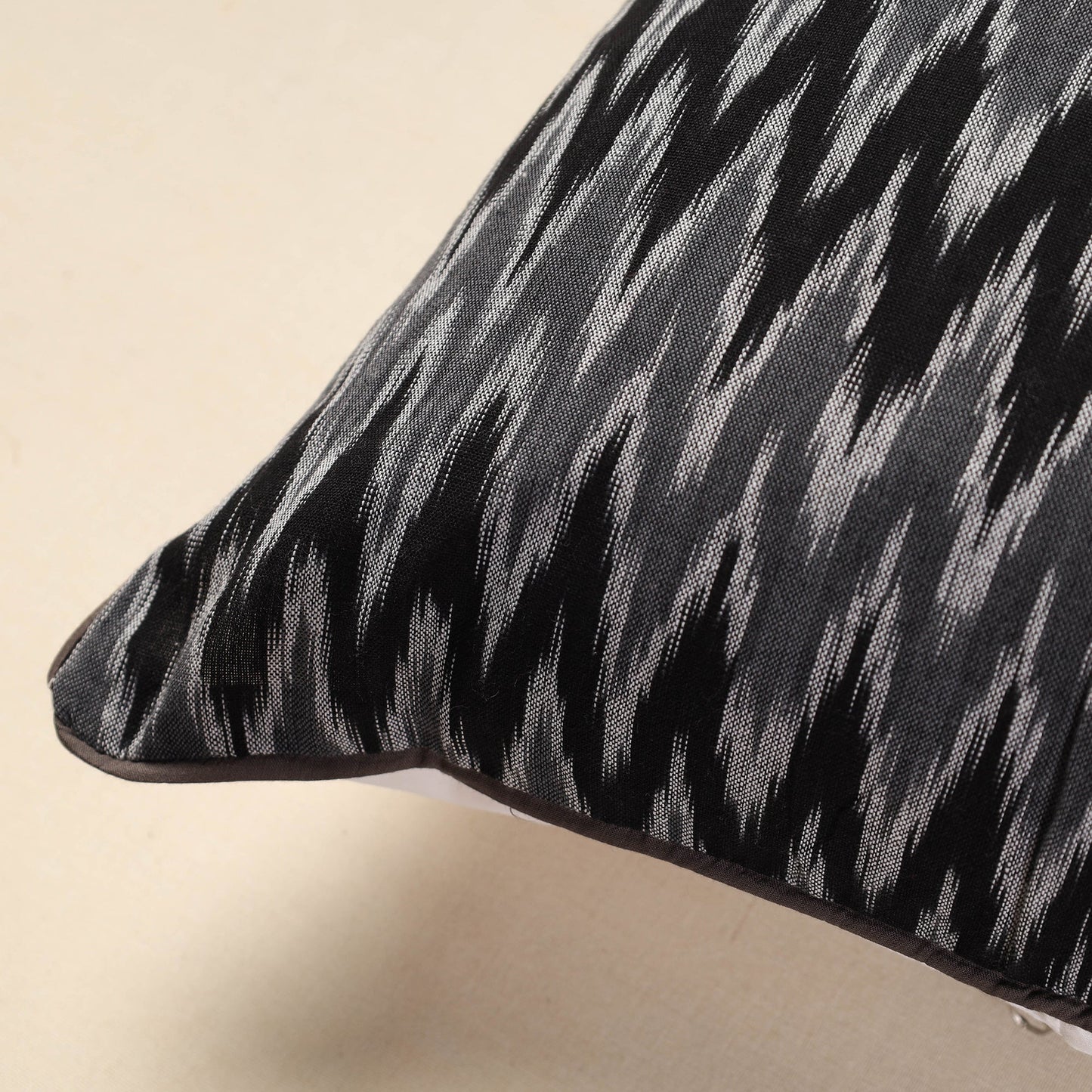 Grey Pochampally Ikat Cotton Cushion Cover