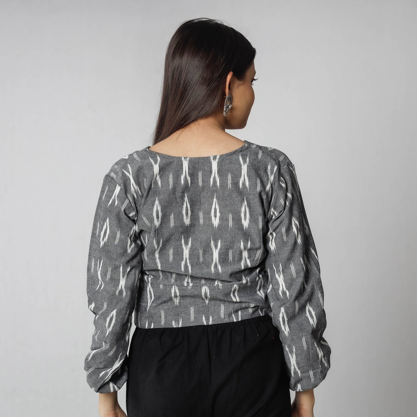 Pochampally Ikat Full Sleeve Cotton Crop Top