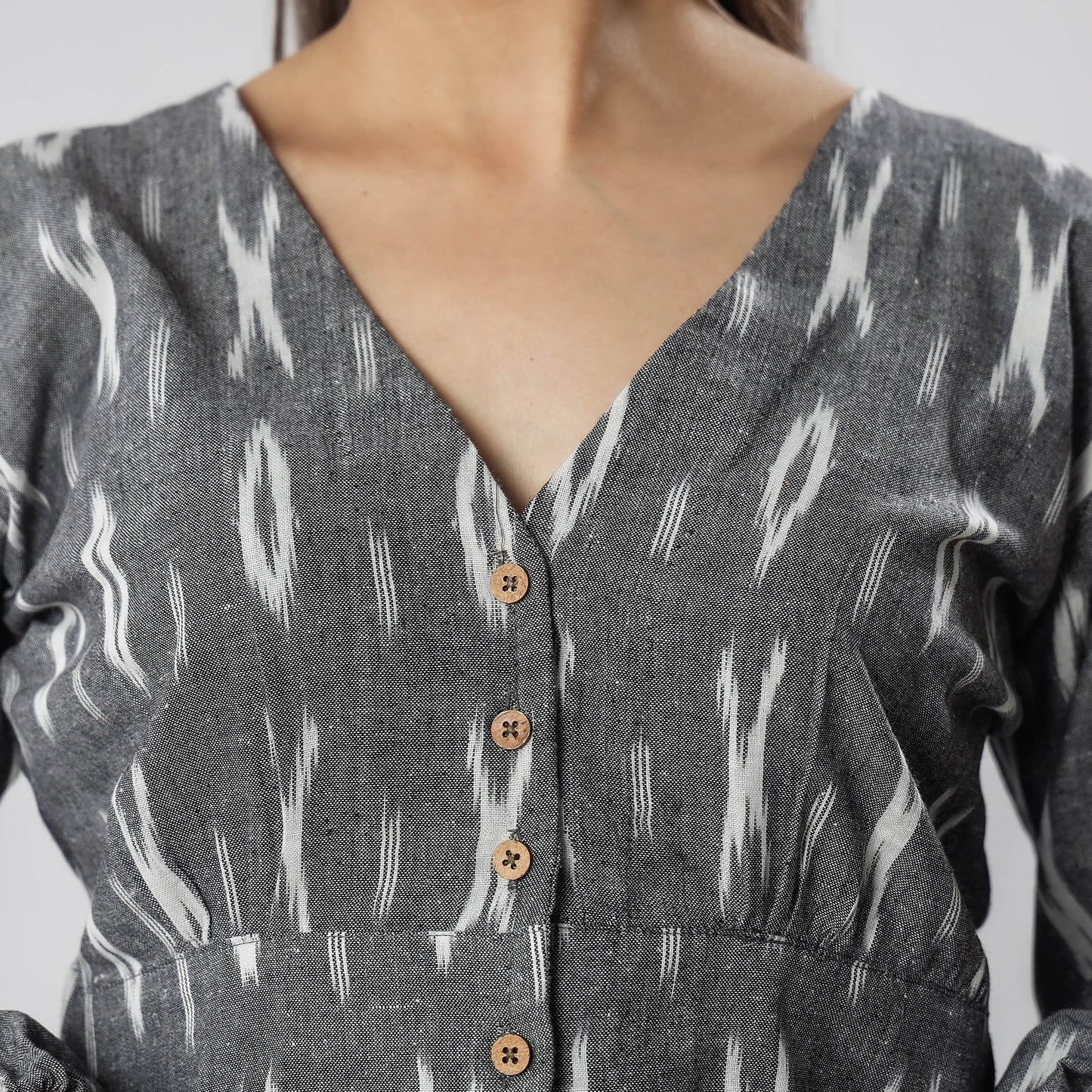 Pochampally Ikat Full Sleeve Cotton Crop Top