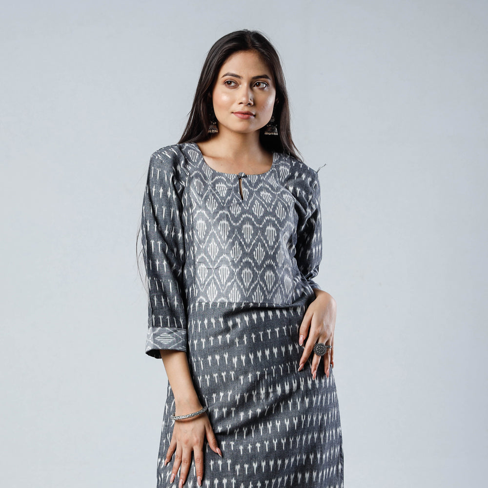 iTokri Casuals - Pochampally Ikat Weave Cotton Long Kurta
