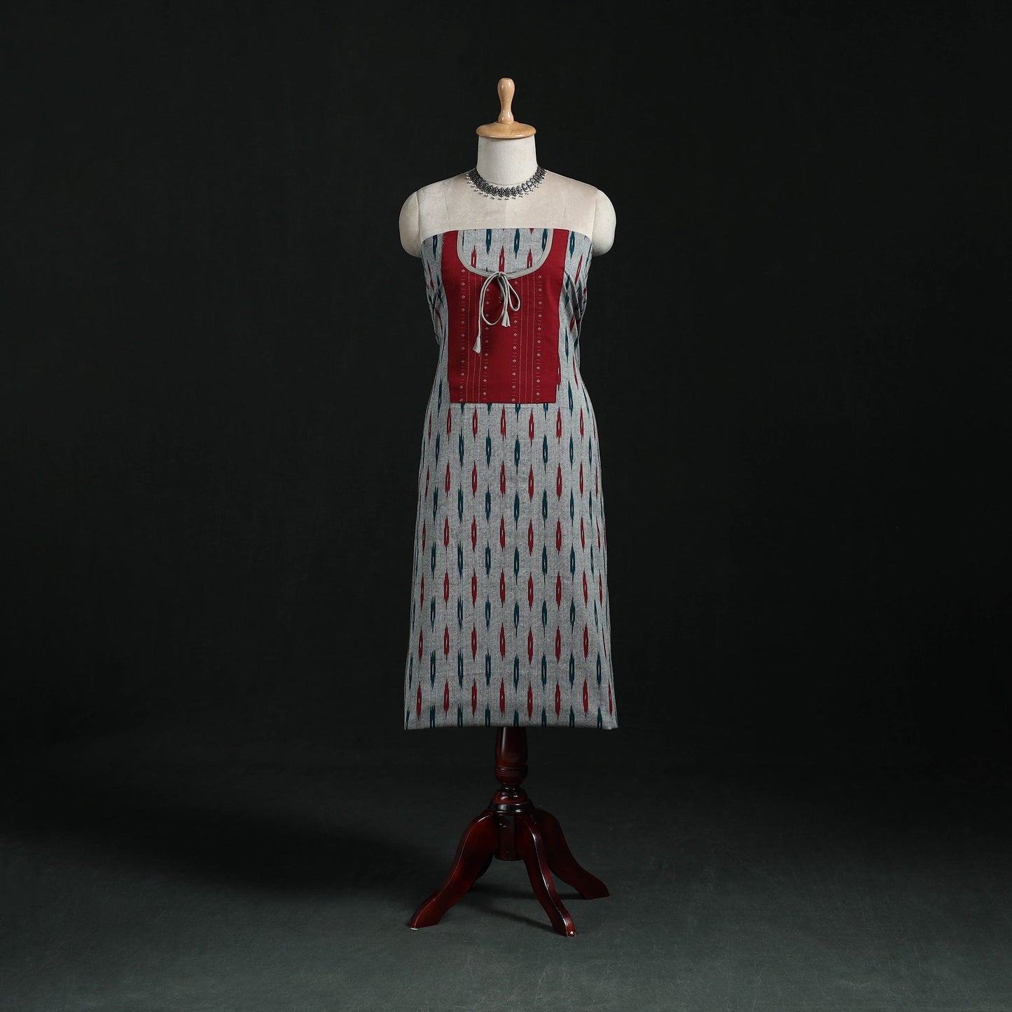 Pochampally ikat weave cotton patchwork unstitched kurta