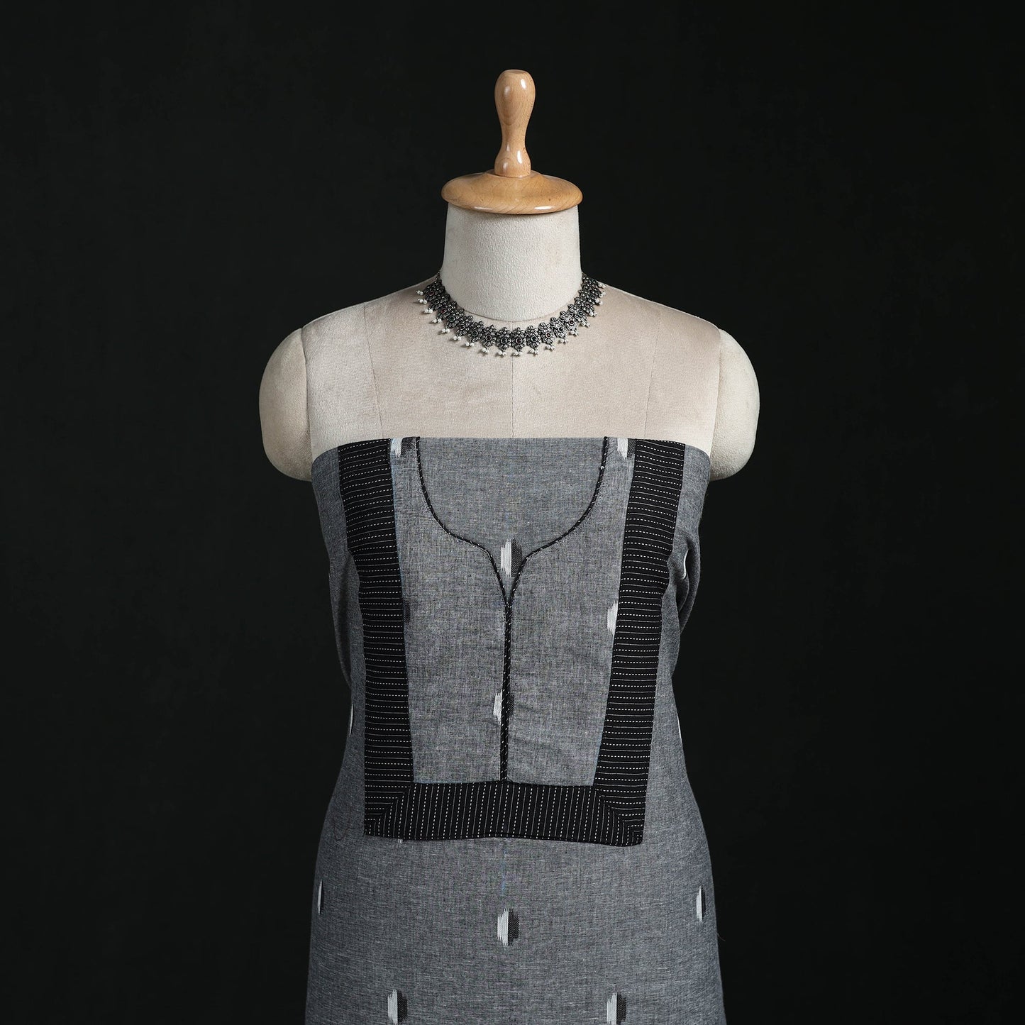 Pochampally ikat weave cotton patchwork unstitched kurta