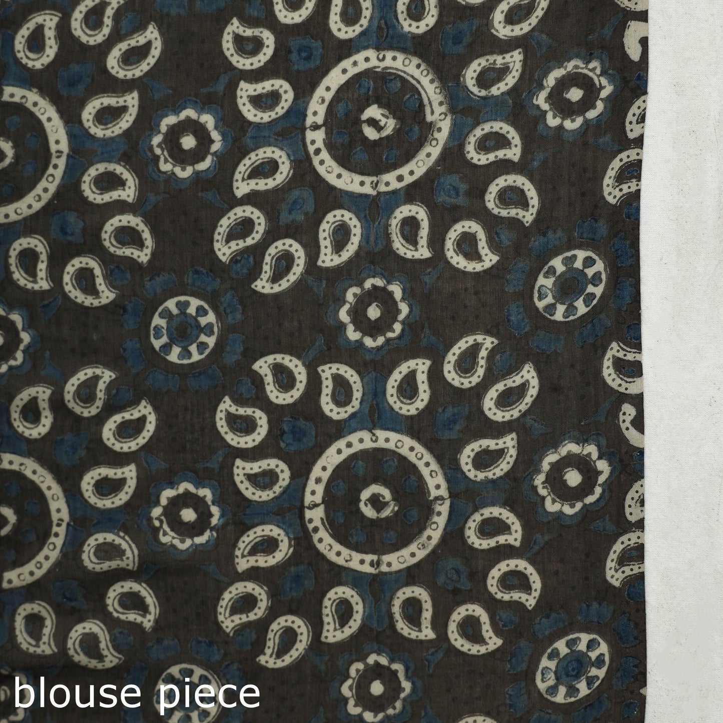 Grey Block Printed Mul Cotton Ajrakh Saree