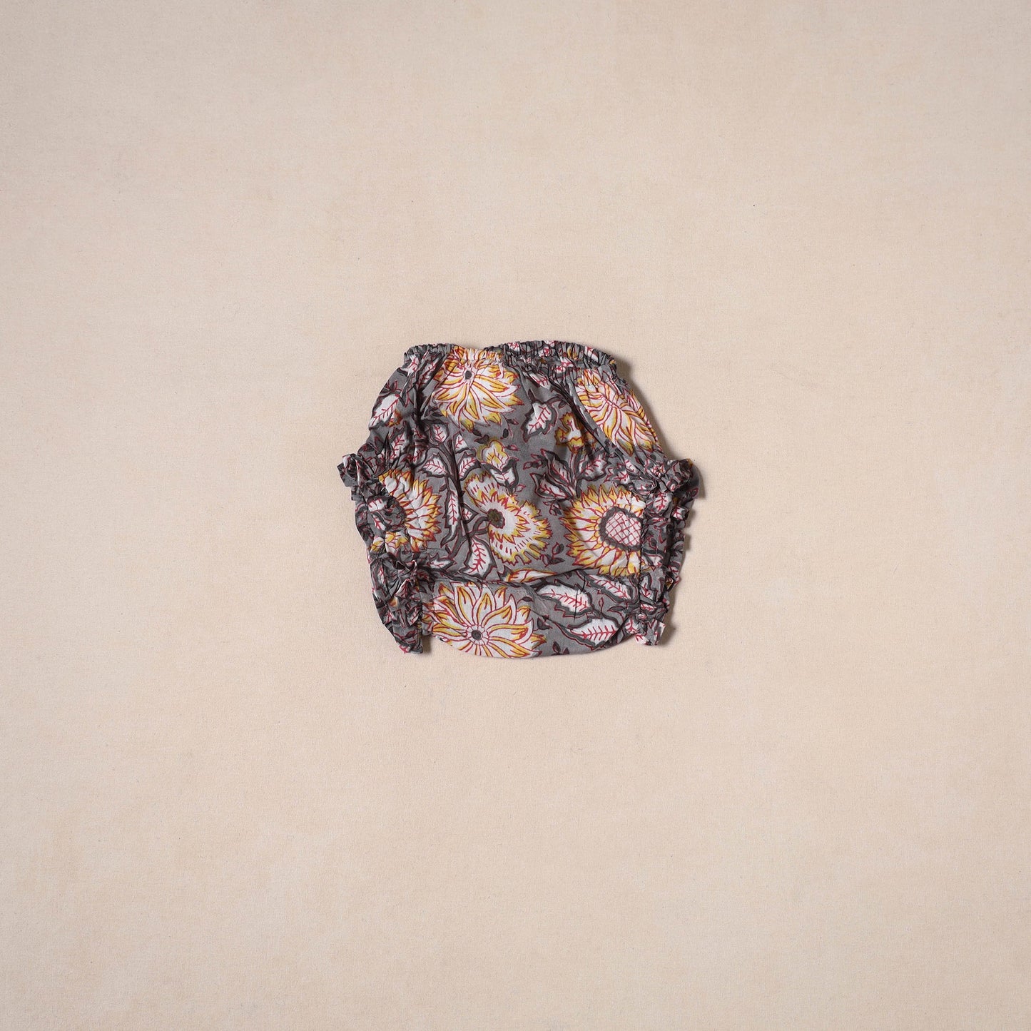 Grey - pure cotton baby girls floral top & shorts (6-12