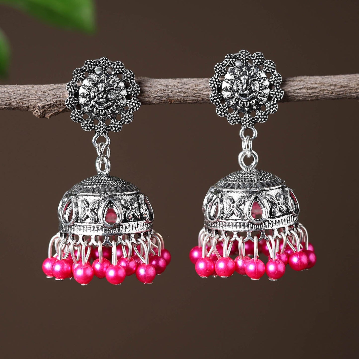 Elegant Beadwork German Silver Earrings Online in India
