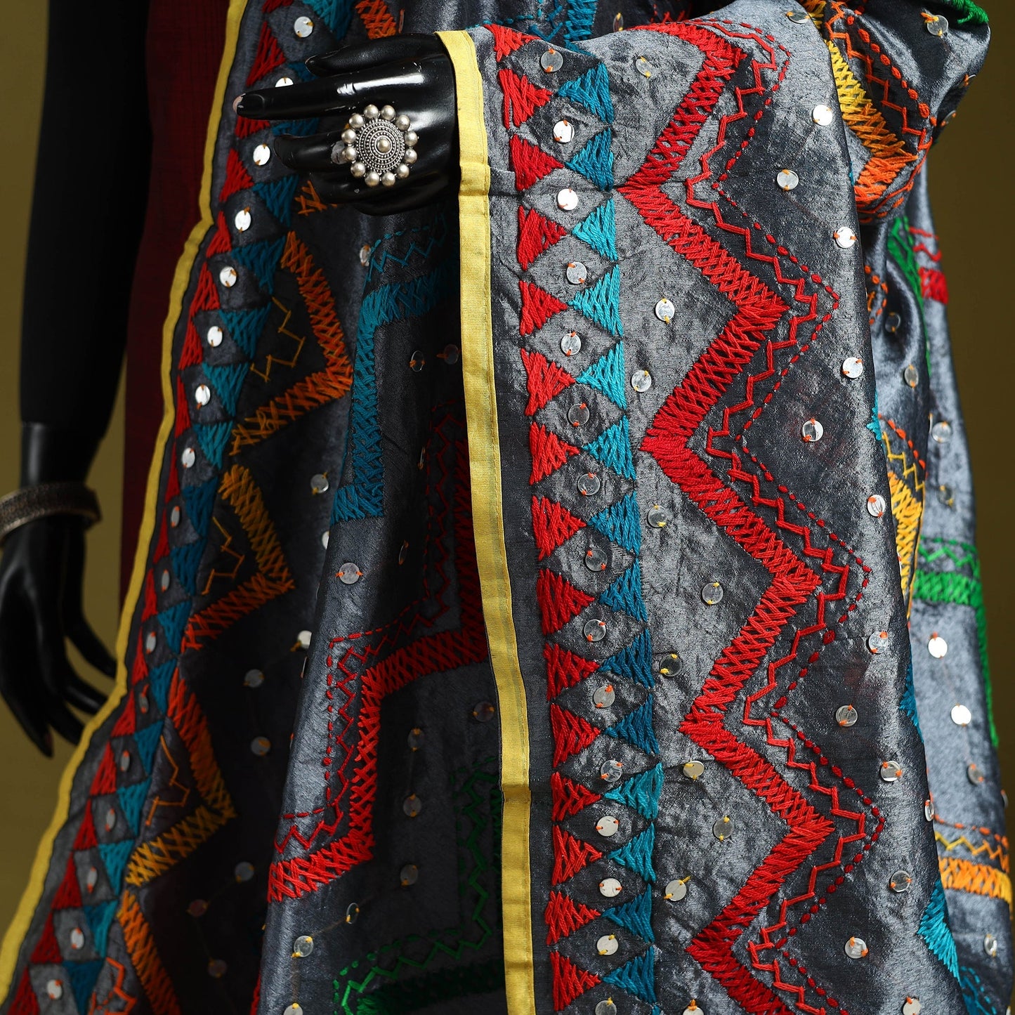 Ranihati chanderi silk zig zag hand embroidery dupatta 24