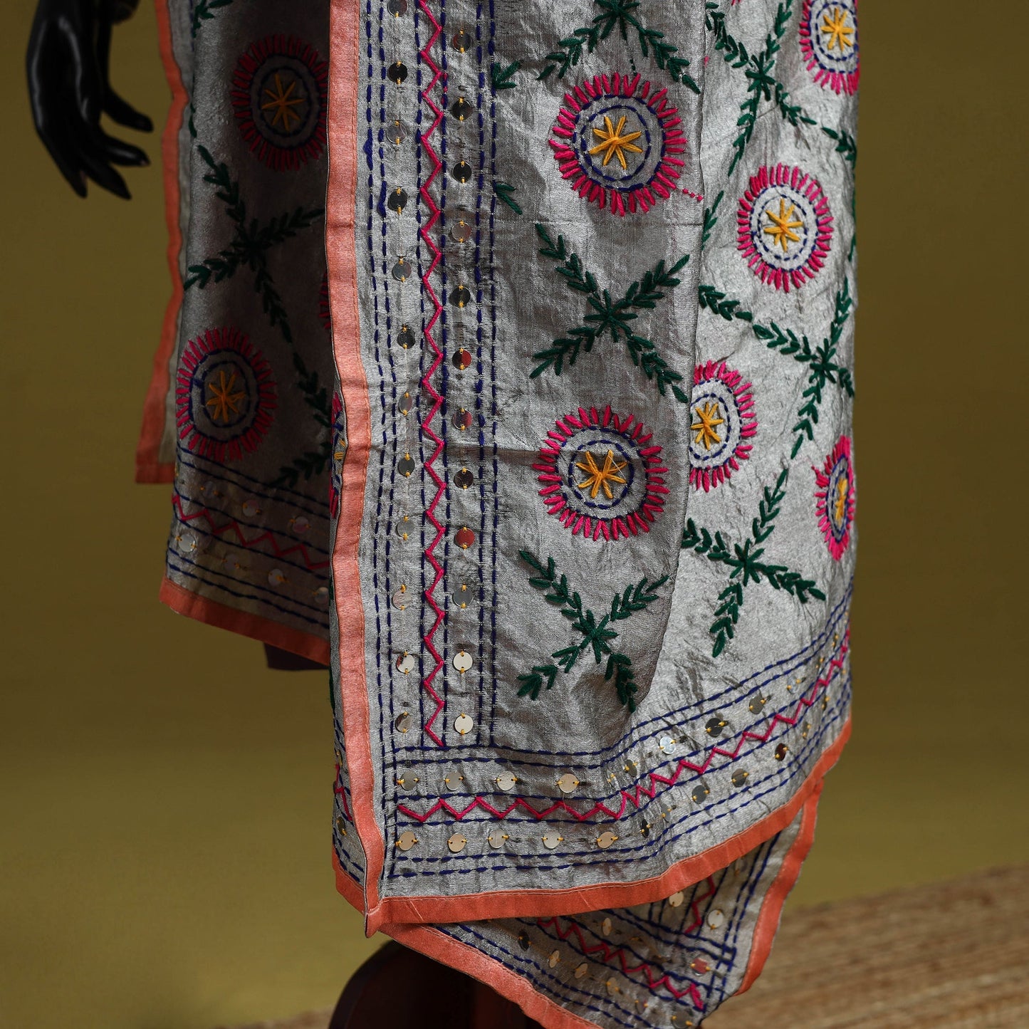 Ranihati chapa work chanderi silk hand embroidery dupatta