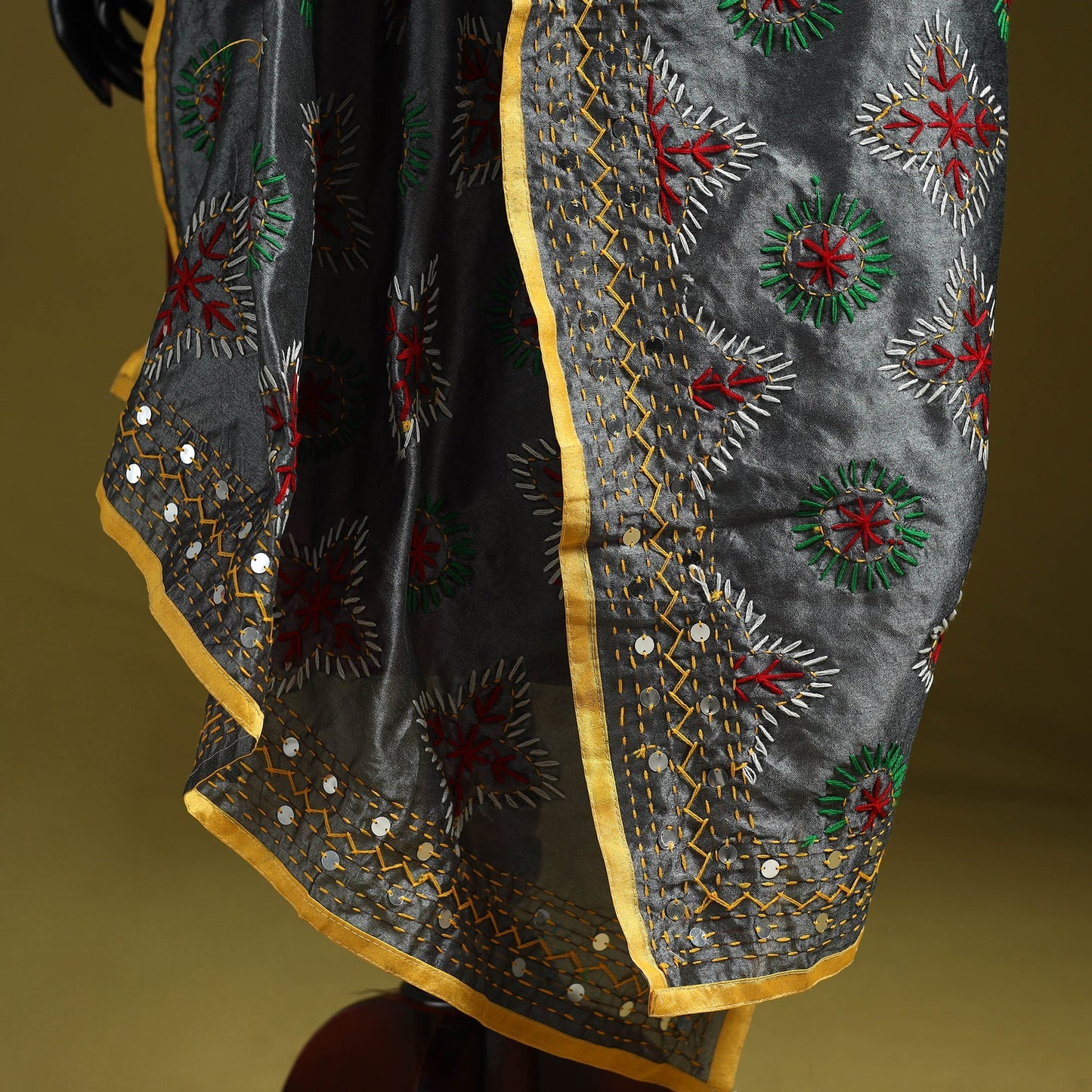 Ranihati chapa work chanderi silk hand embroidery dupatta
